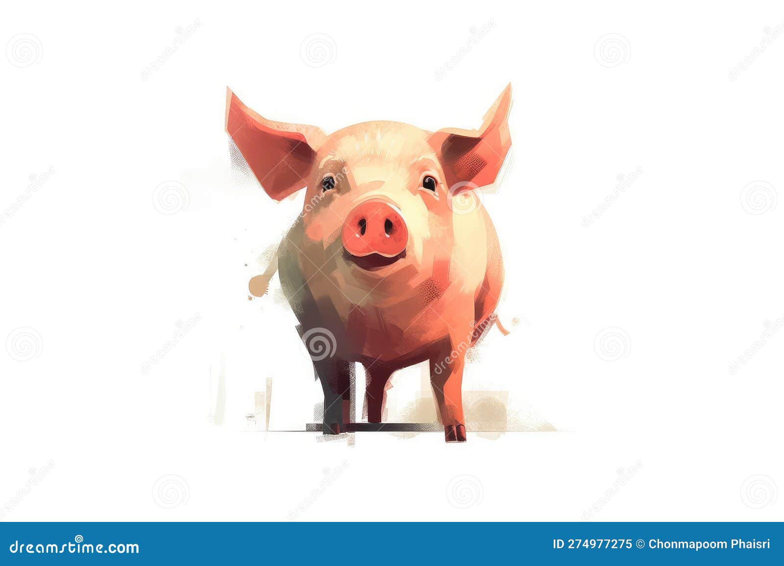 beautiful animal retro style art pig on white background.