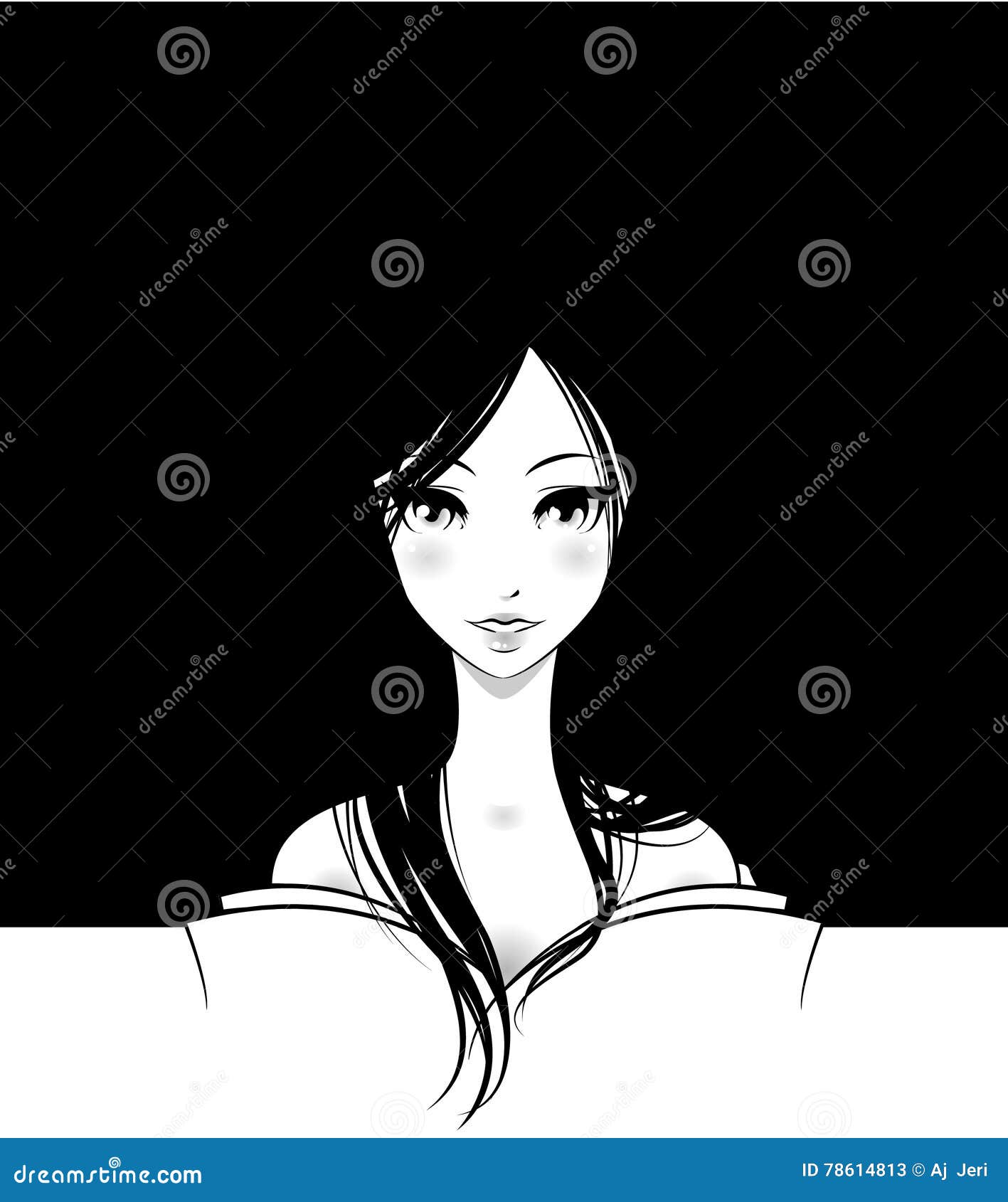 Beautiful Anime Girl Stock Vector Illustration Of Uncolored