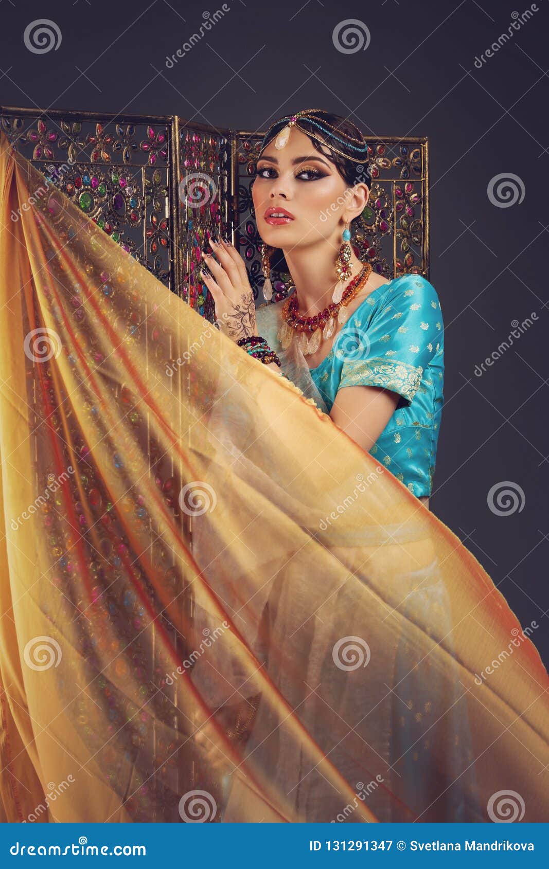 Beautiful Arabic Style Bride in Ethnic Clothes Stock Image Image