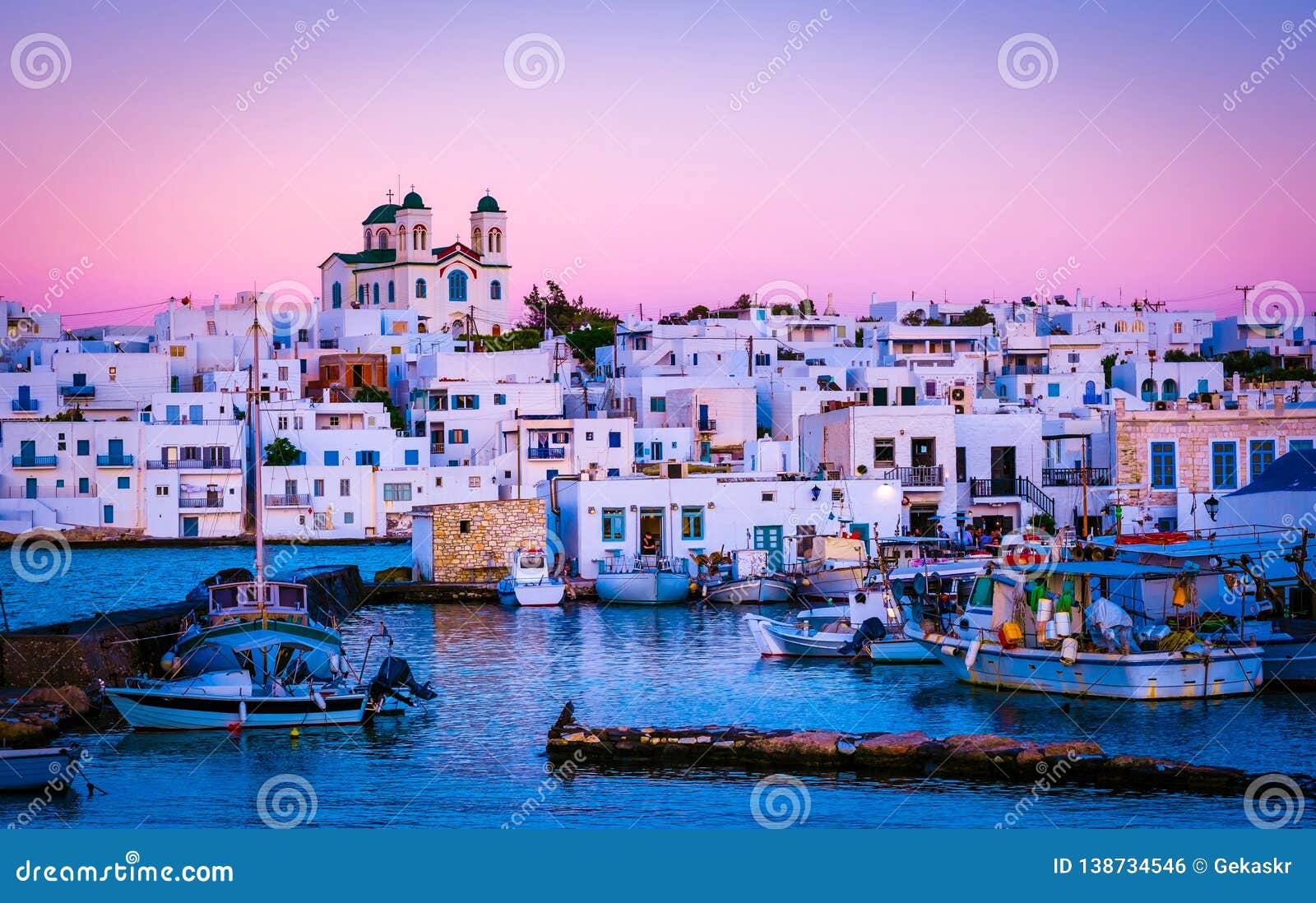 evening scenery of greek island paros
