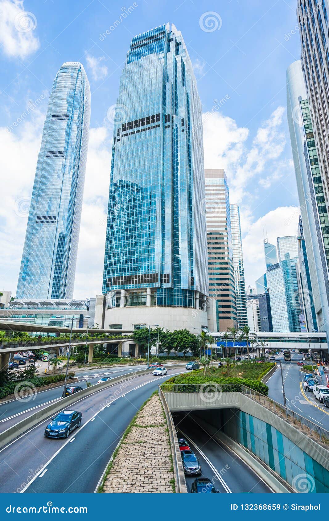 Beautiful Architecture Building Skyscraper in Hong Kong City Stock