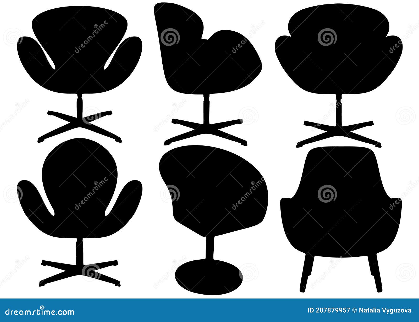 Beautiful Armchairs for Home and Office in the Set Stock Vector