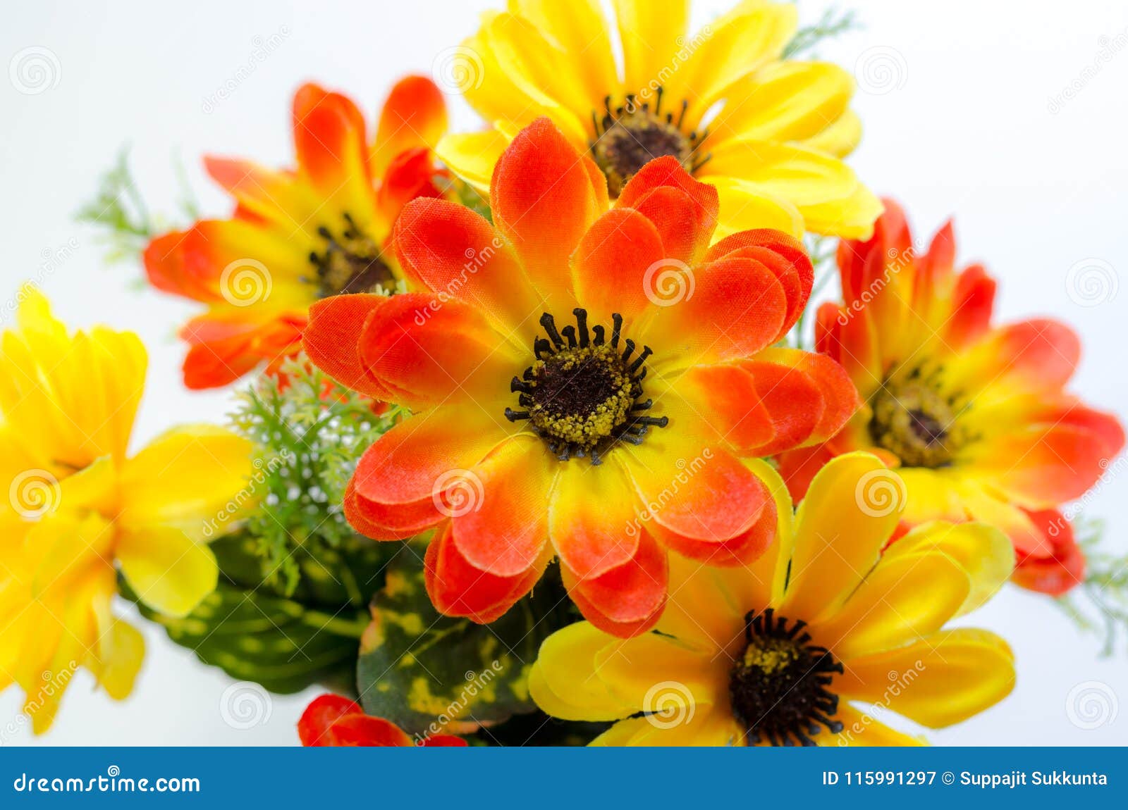 Beautiful Artificial Flowers on White Background. Stock Image Image of form, artificial 115991297