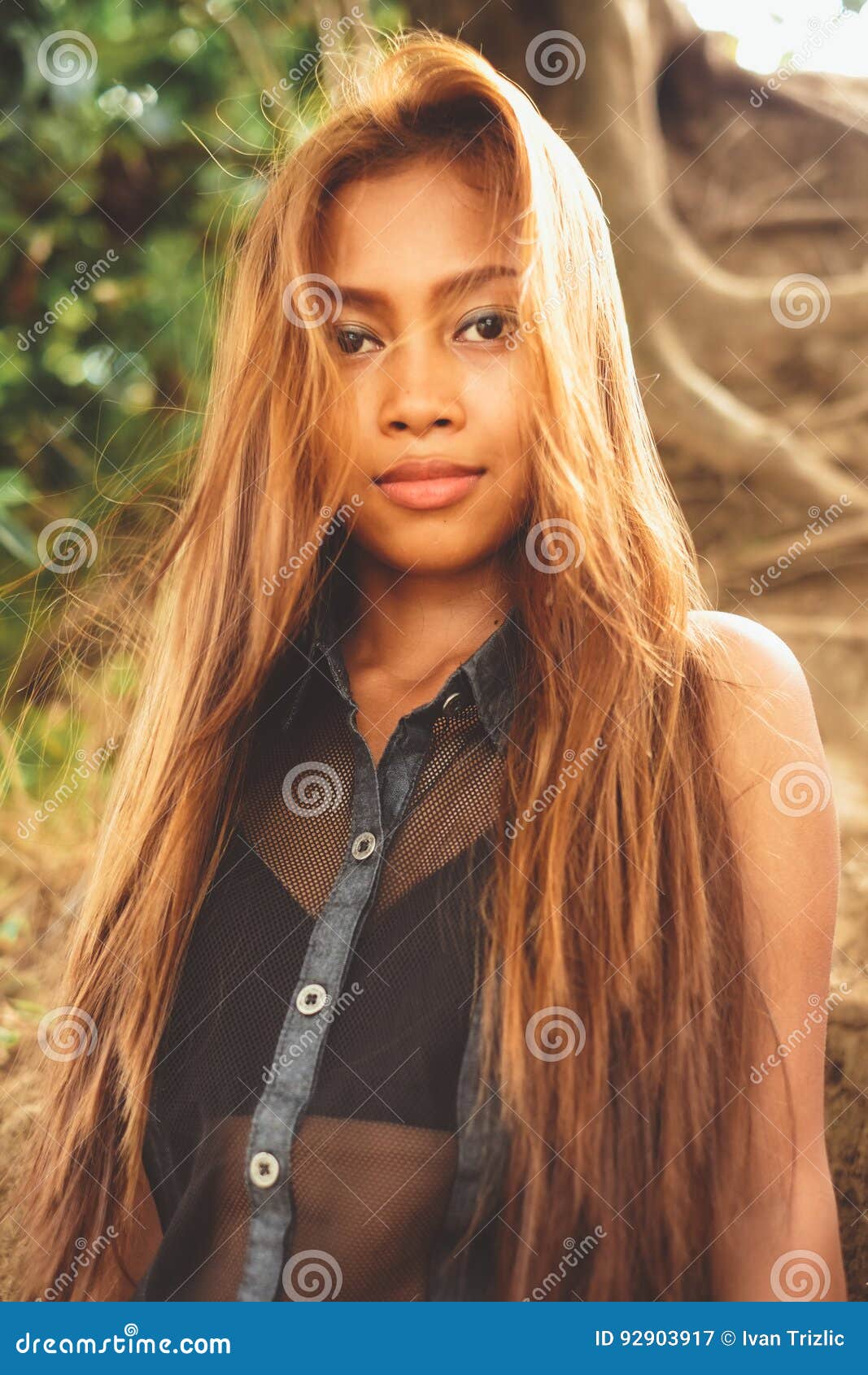 Beautiful Asian Girl With Beautiful Brown Long Hair Beautiful