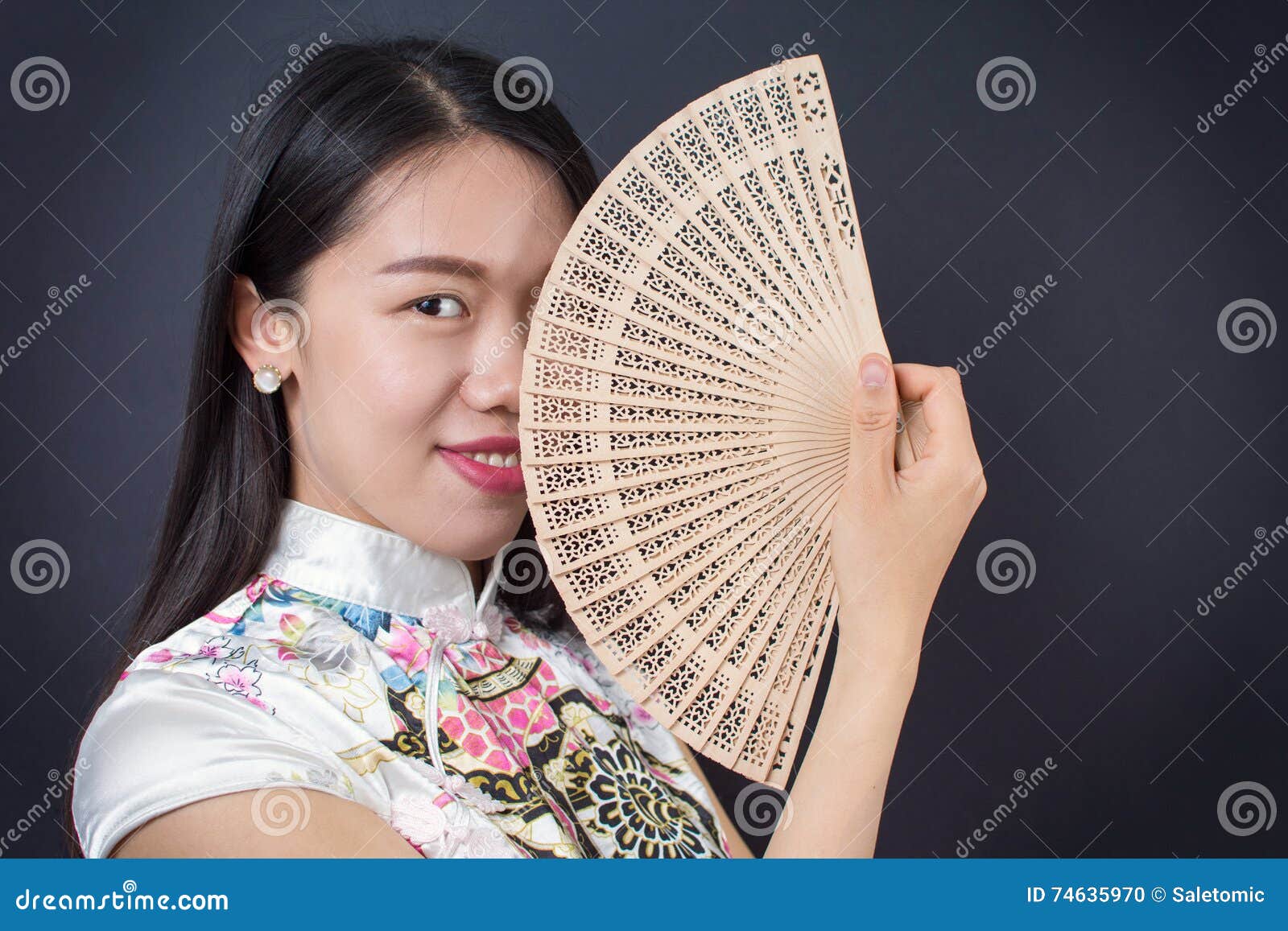 Beautiful Asian Woman with a Hand Fan Stock Photo - Image of face, cute ...