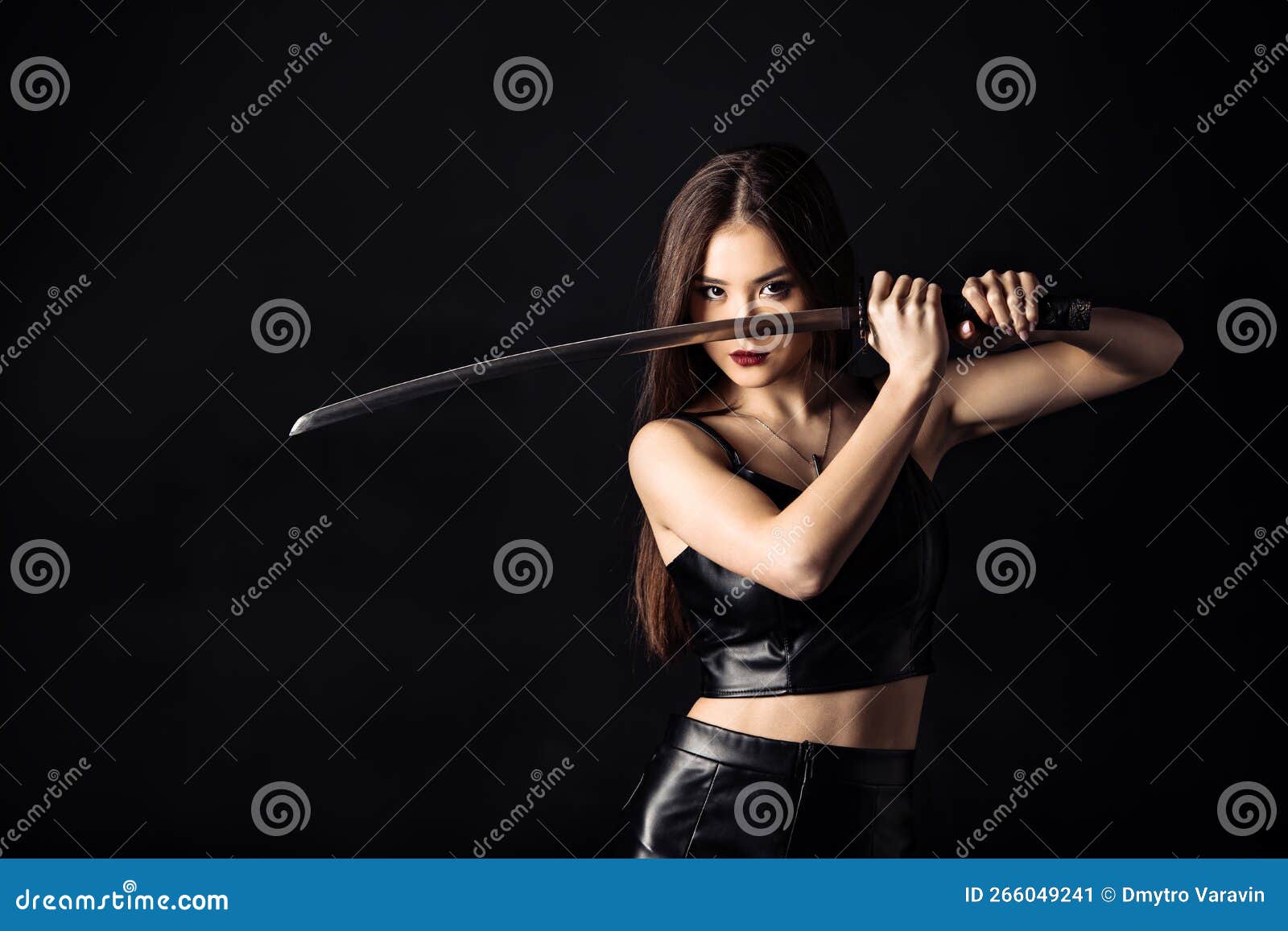 Beautiful Asian Woman With Katana Sword Stock Image Image Of Dangerous Portrait 266049241