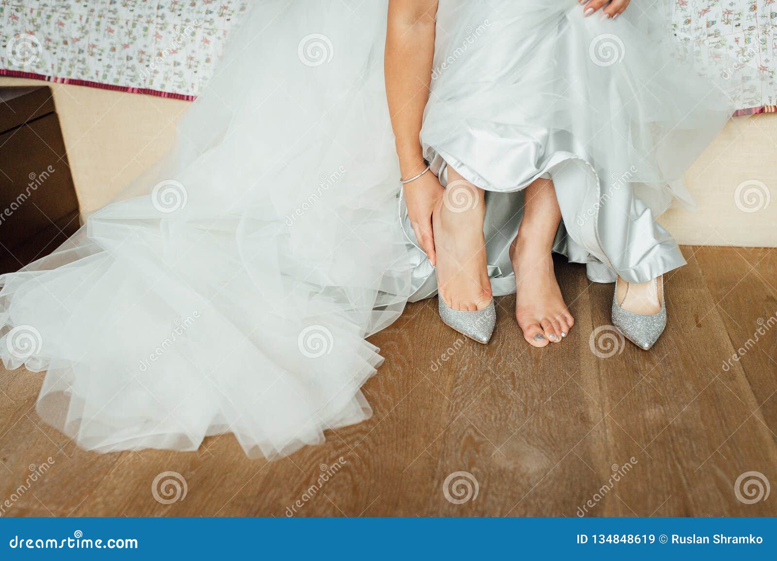 Beautiful and Athletic Legs of the Bride in Wedding Shoes Stock Image ...