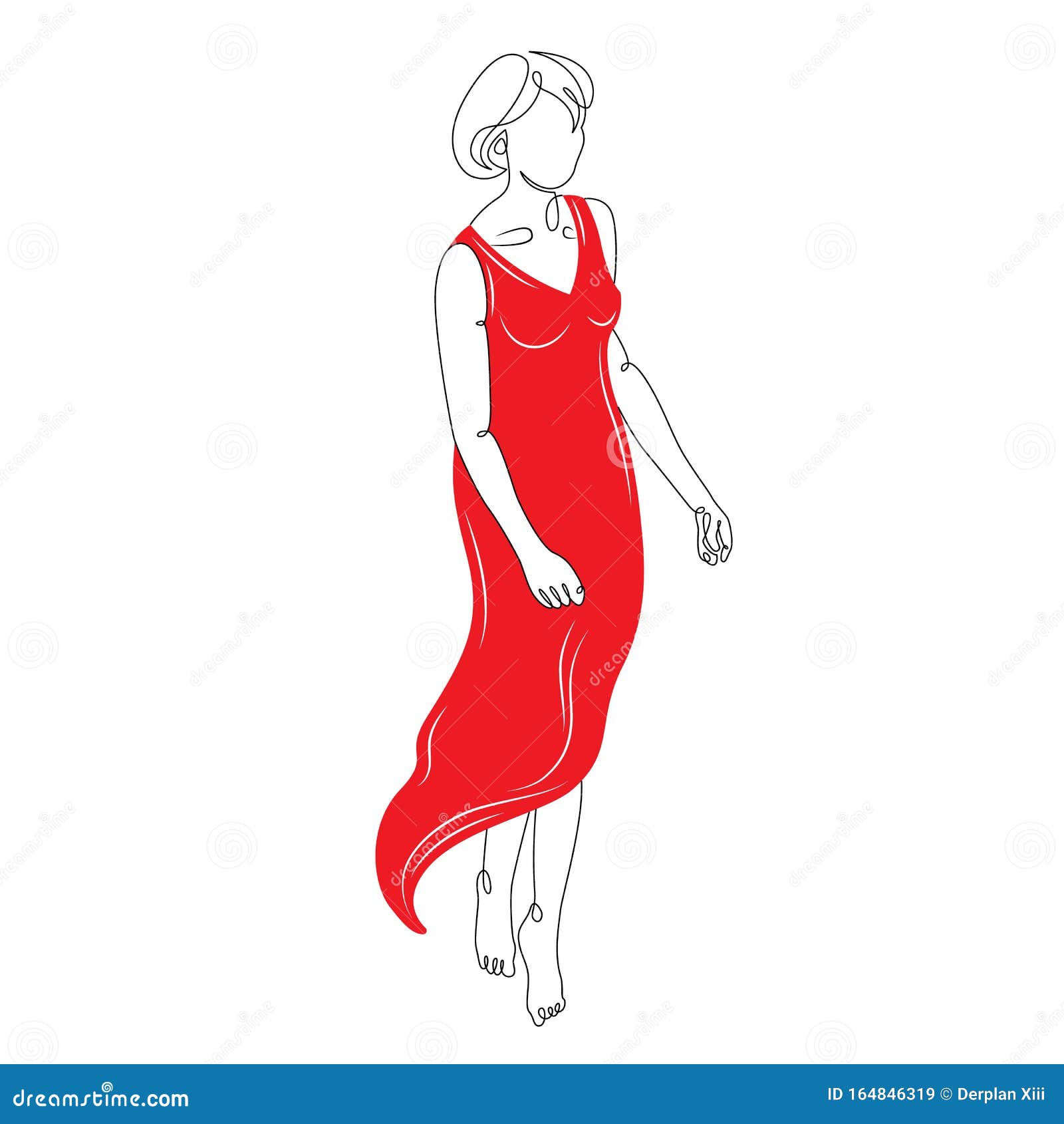 https://thumbs.dreamstime.com/z/beautiful-attractive-girl-red-suit-one-continuous-single-drawn-art-line-minimalism-doodle-dress-skirt-color-clothes-isolated-164846319.jpg