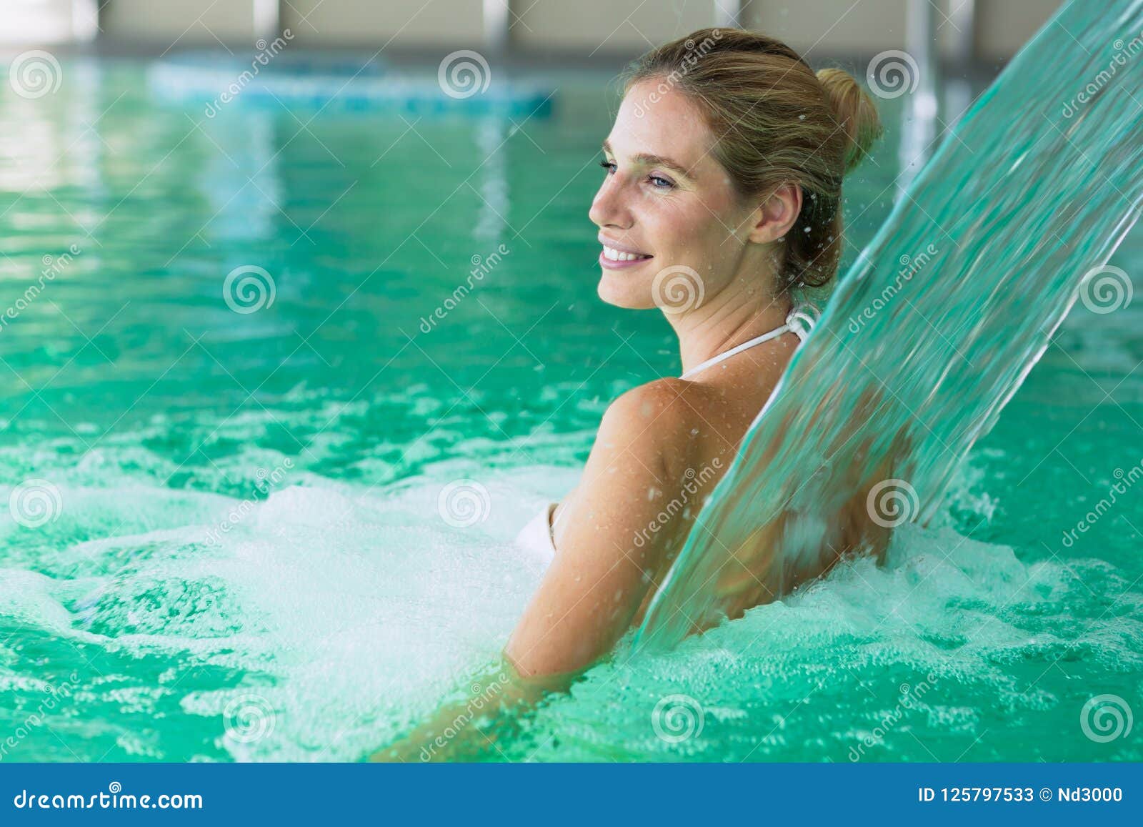 Beautiful Attractive Woman Enjoying Time In Pool Stock Image Image Of