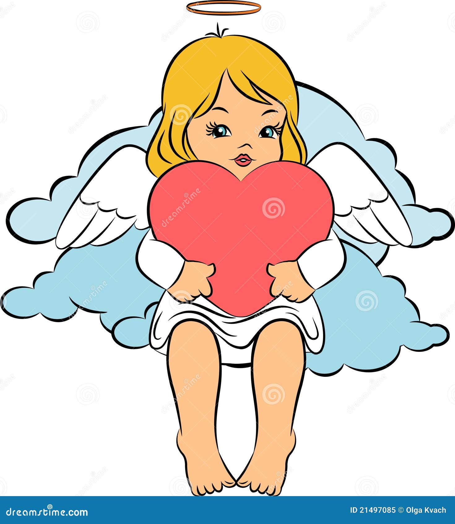 Beautiful Baby Angel with Wings Stock Vector Illustration of greeting