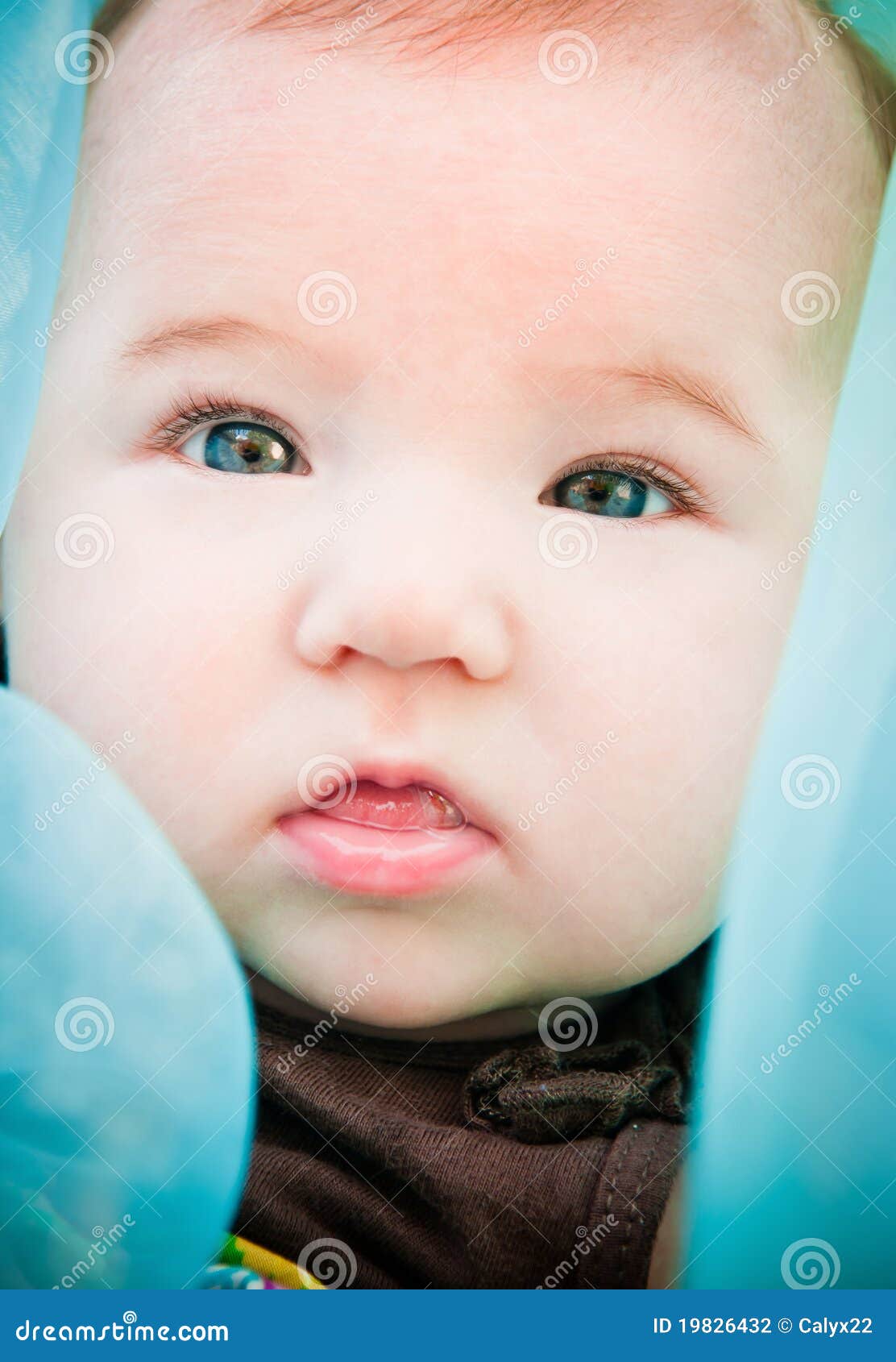 Beautiful Baby with Blue stock photo. Image of peace 19826432