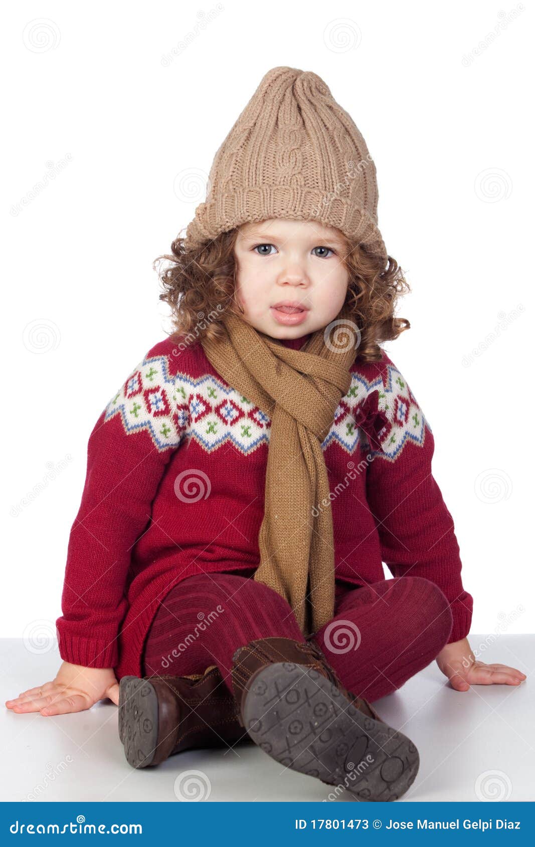 Beautiful Baby Girl with Wool Cap Stock Image Image of color, isolated 17801473