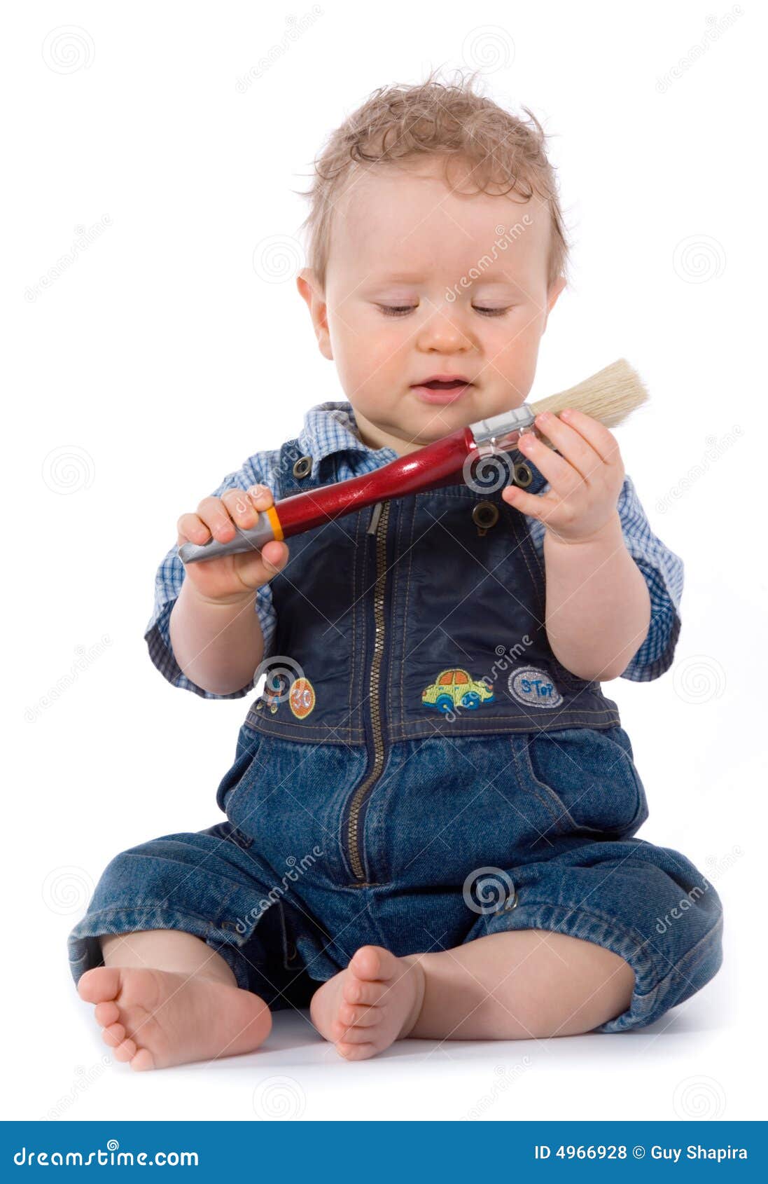 Beautiful Baby with Paint Brush Stock Photo Image of facial, human