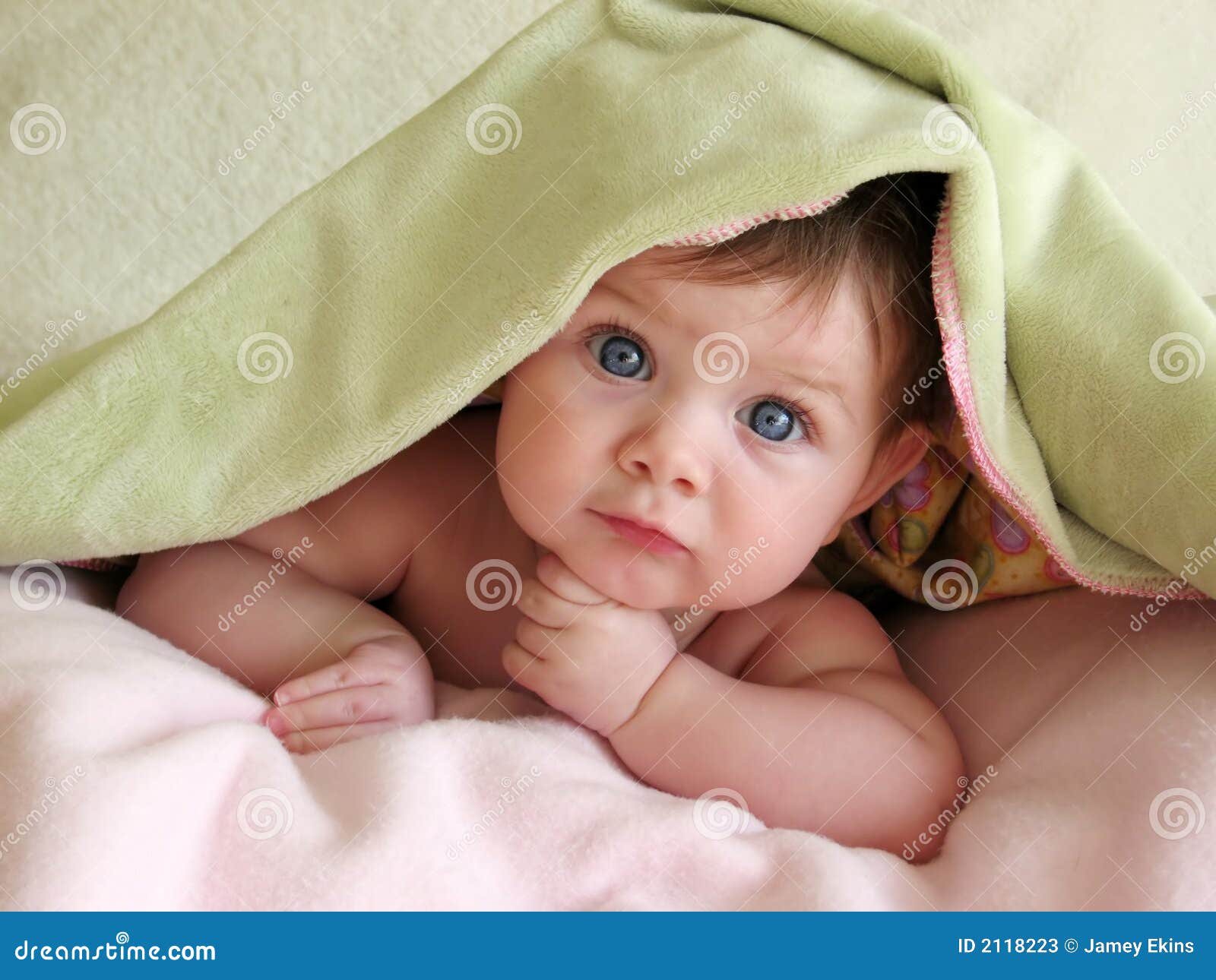 beautiful baby under blanket