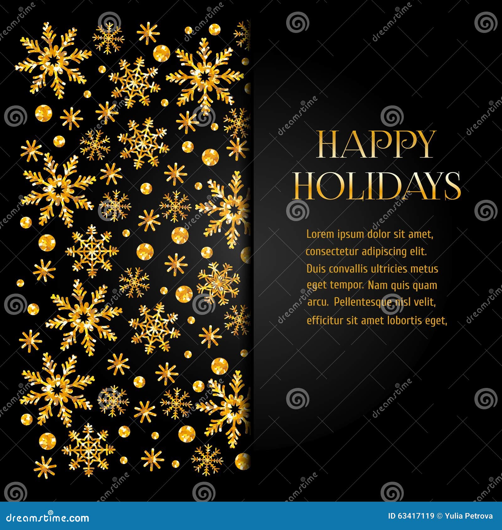 Beautiful Background With Gold Snowflakes And Place For 