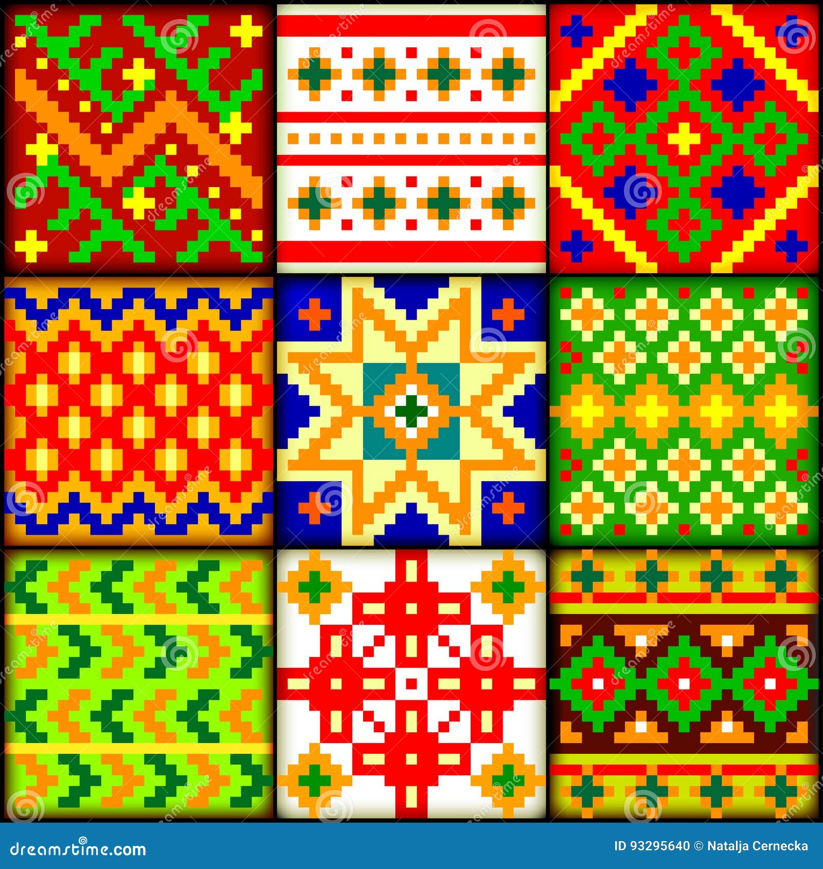 beautiful background with a set of latvian national ornaments.