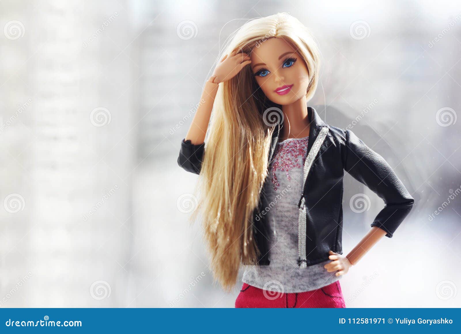 A Beautiful Barbie with White and Brown Hair. Stylish Blondy Doll ...