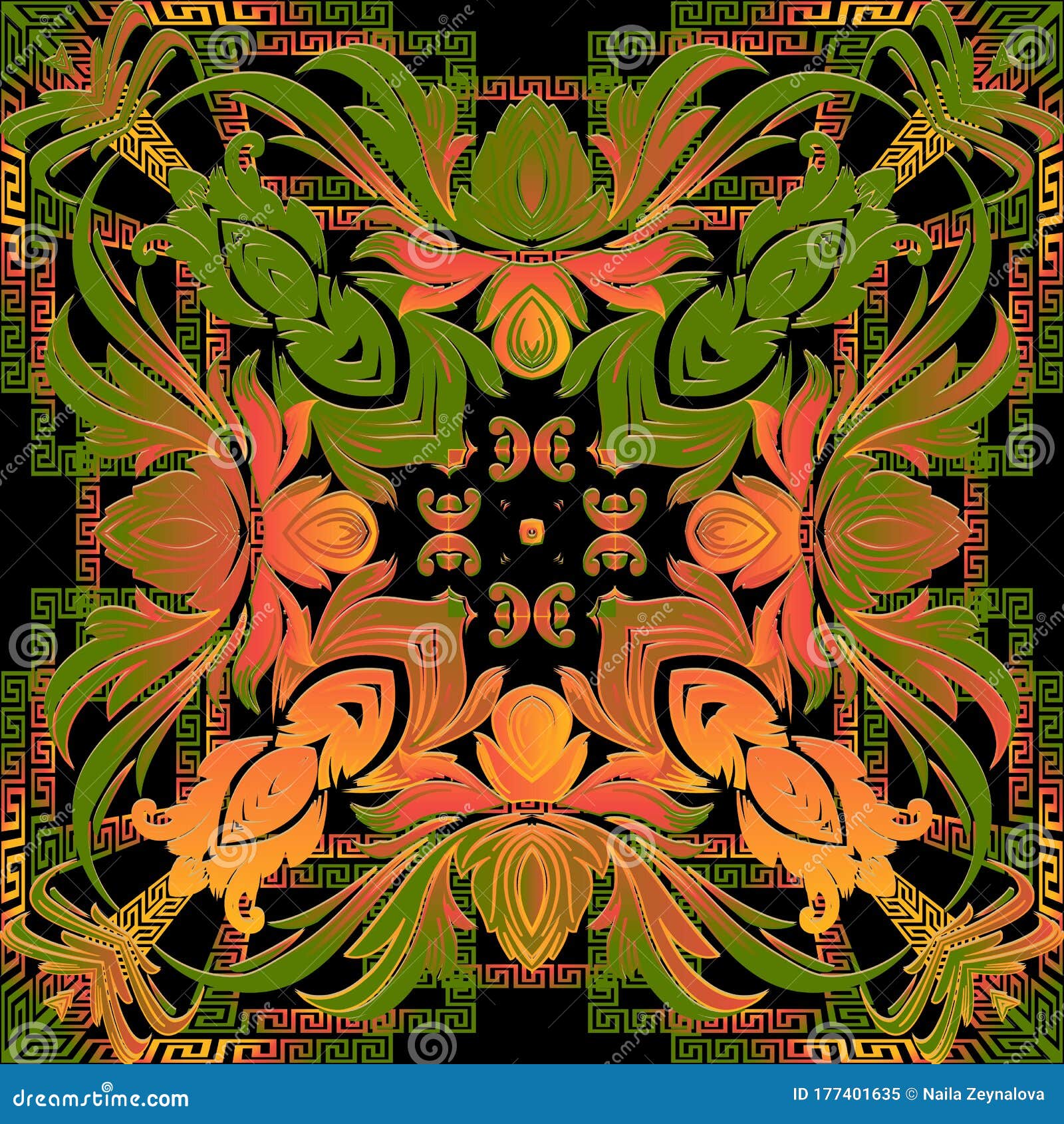 Beautiful Baroque Seamless Pattern. Greek Style Geometric ...