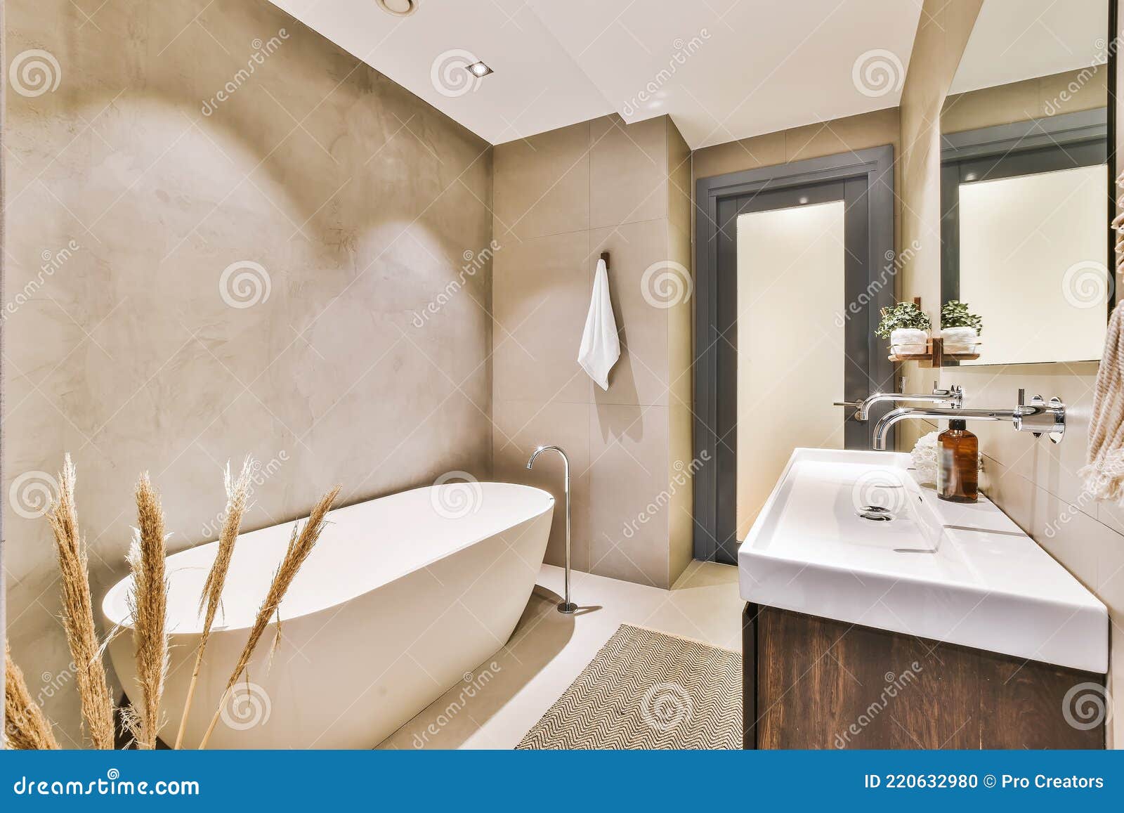 Beautiful bathroom design stock photo. Image of bright 220632980