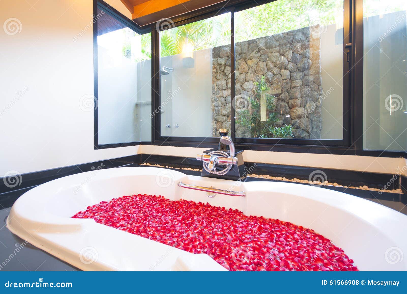 Beautiful Bathtub with Red Rose Petals Stock Photo Image of beautiful