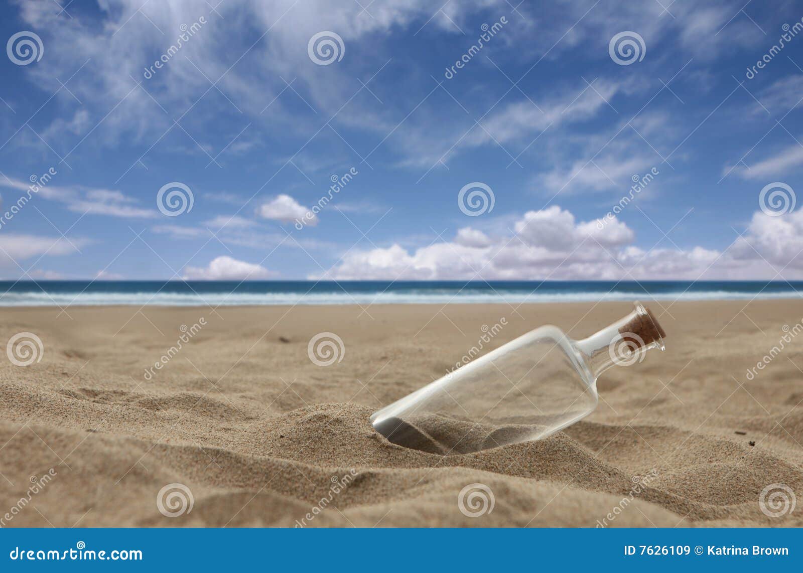 Beautiful Beach with Corked Bottle Stock Image Image of desert, hope 7626109