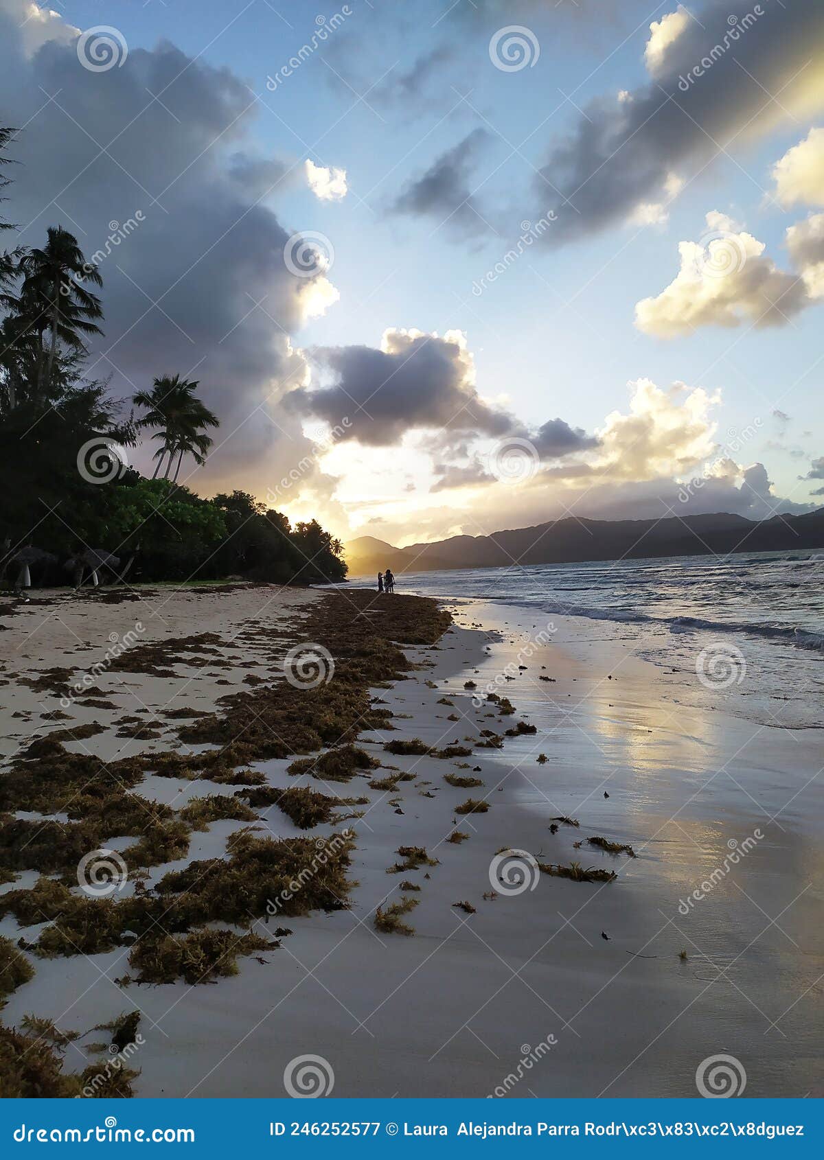 a beautiful beach landscape with mountains. un hermoso paisaje de playa con montaÃÂ±as.