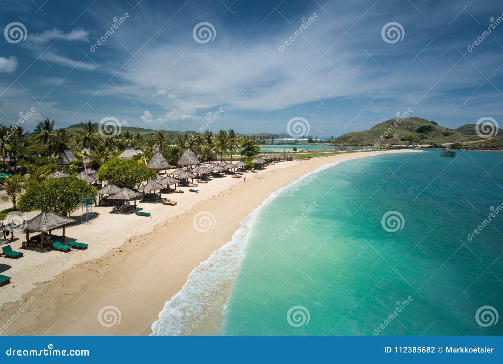 beautiful beach in lombok, indonesia seen from above