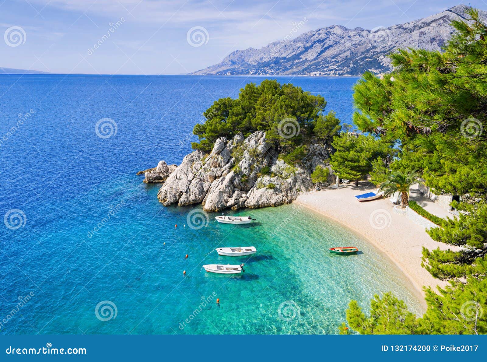 beautiful beach near brela town, dalmatia, croatia. makarska riviera, famous landmark and travel touristic destination in europe