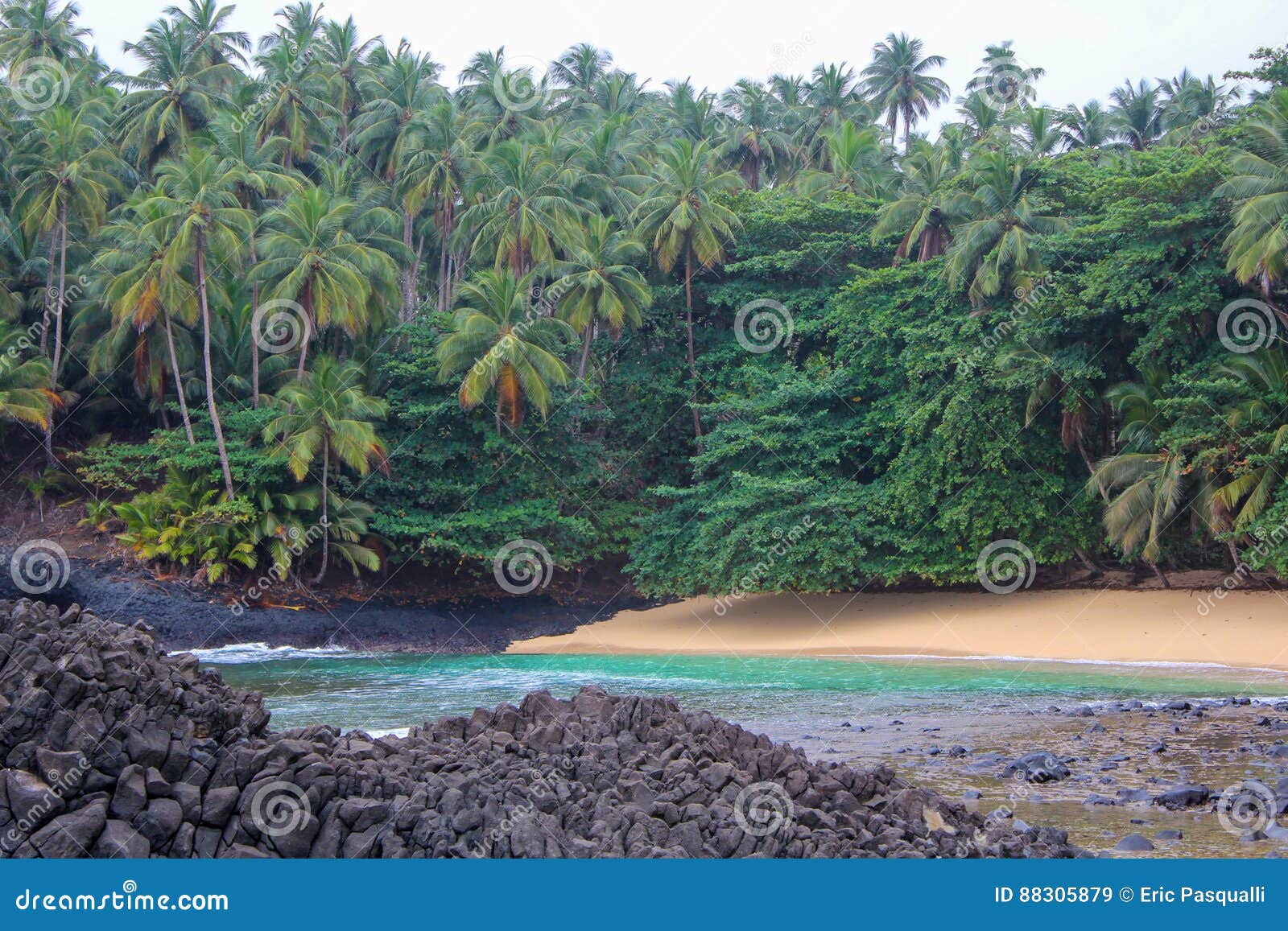 the beautiful beach piscina in island of sao tome and principe-