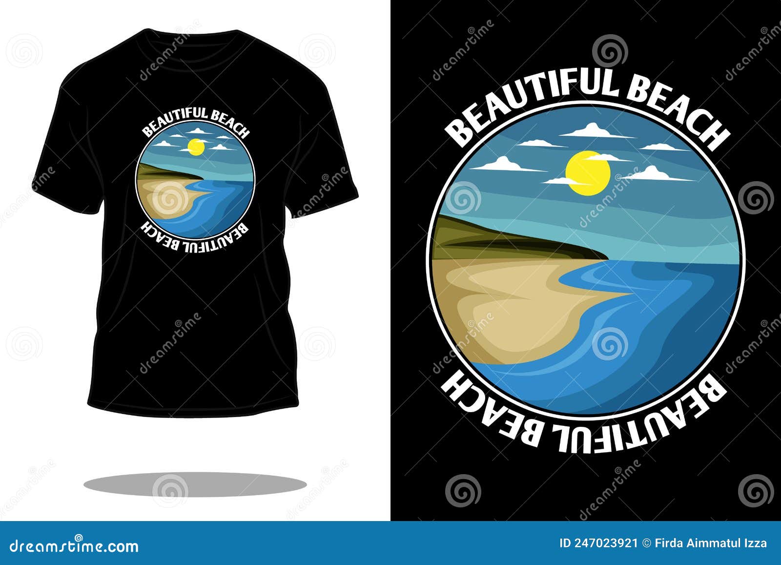 Beautiful Beach Retro T Shirt Design Stock Vector - Illustration of ...