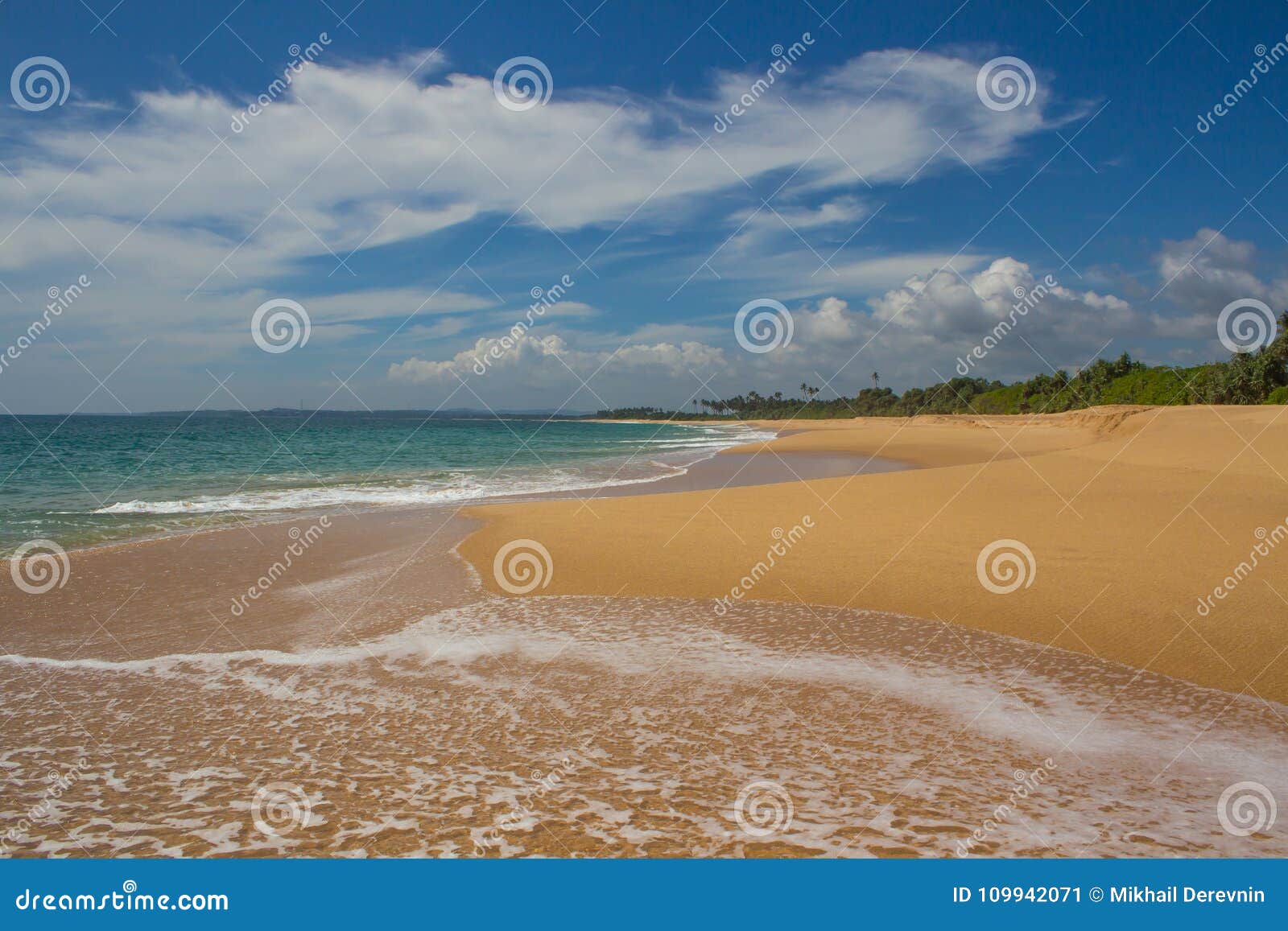 beautiful beach. view of nice tropical beach with palms around.