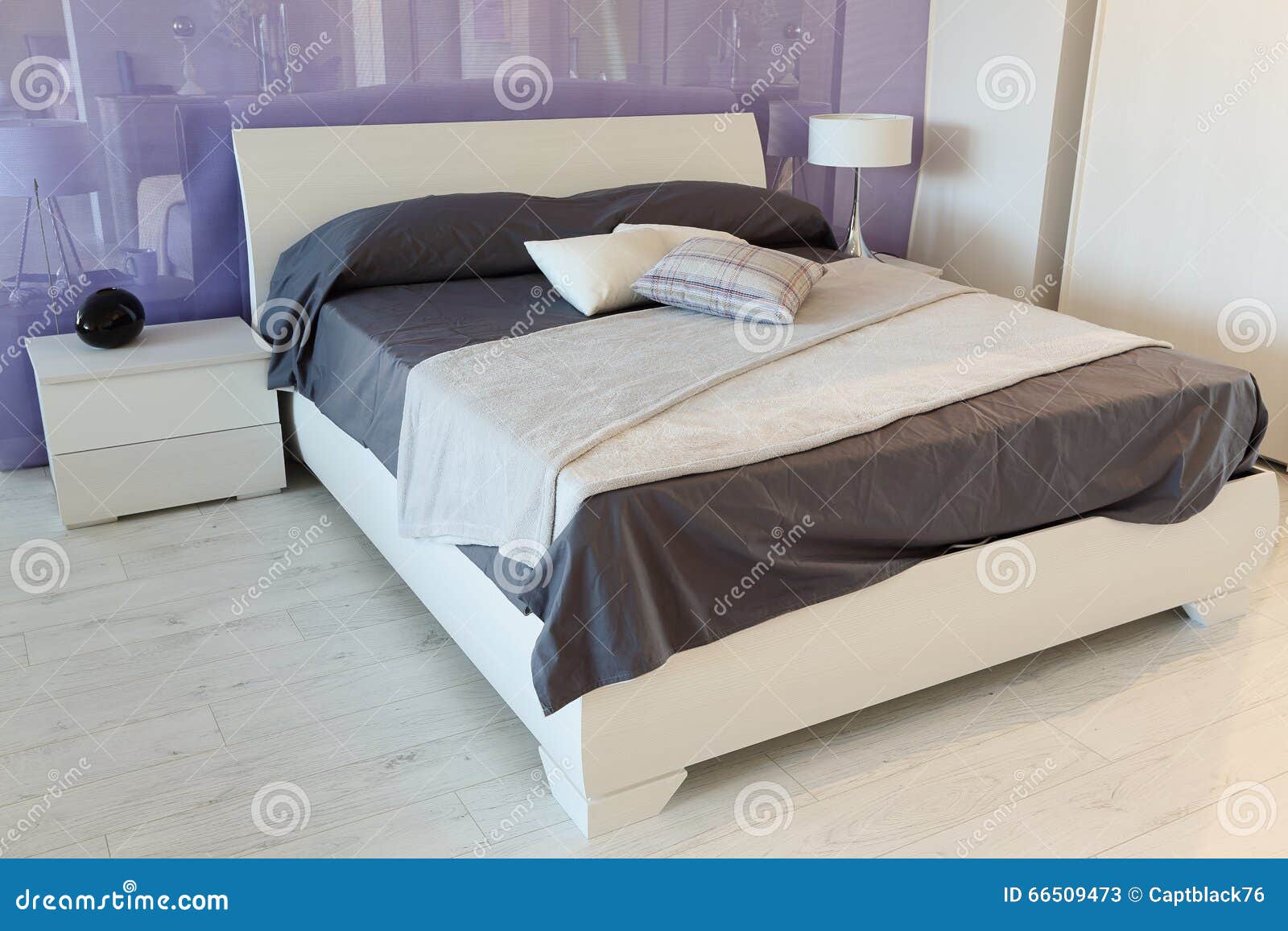 Beautiful Bedroom Purple And White Stock Image Image Of