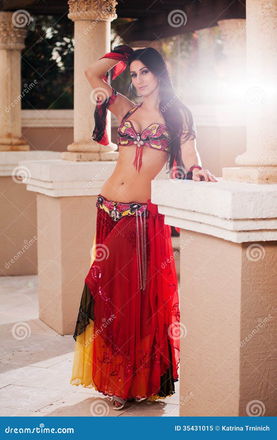 Beautiful Belly Dancer in Red Costume Stock Image - Image of mediterranean,  graceful: 35431015