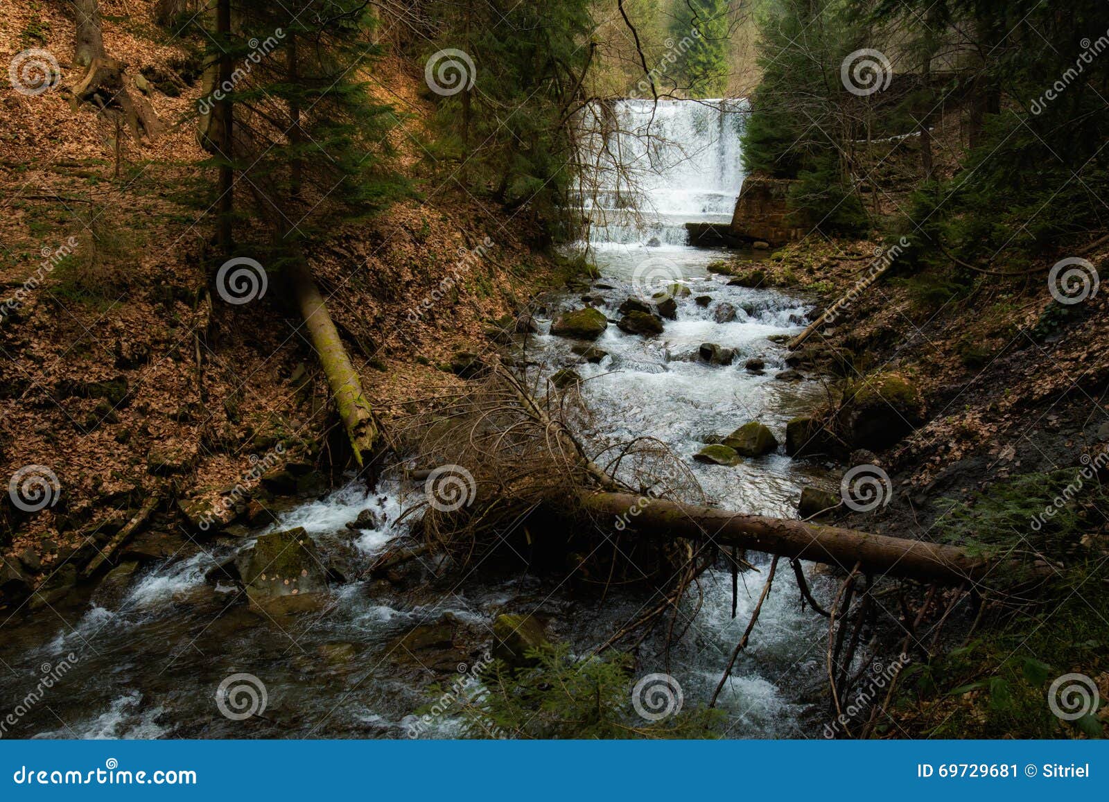 beautiful beskidy waterfall - rysianka mountain