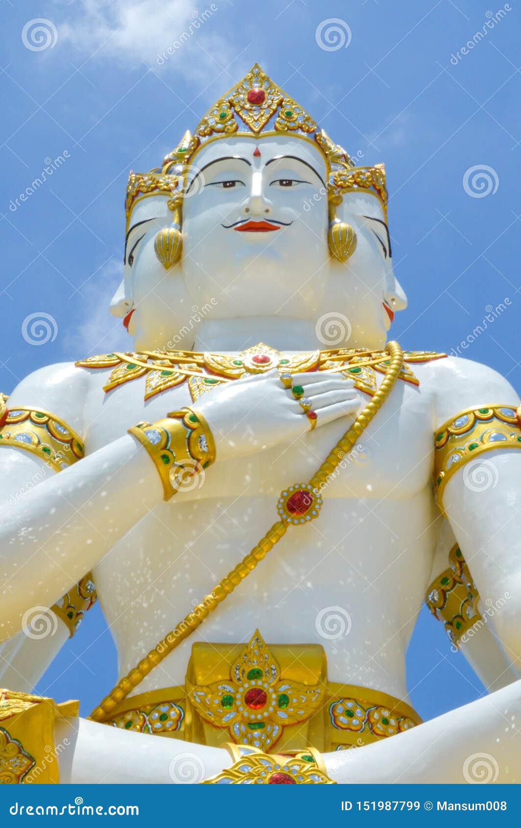 Beautiful Big White Statue of Brahma Stock Image - Image of belief ...