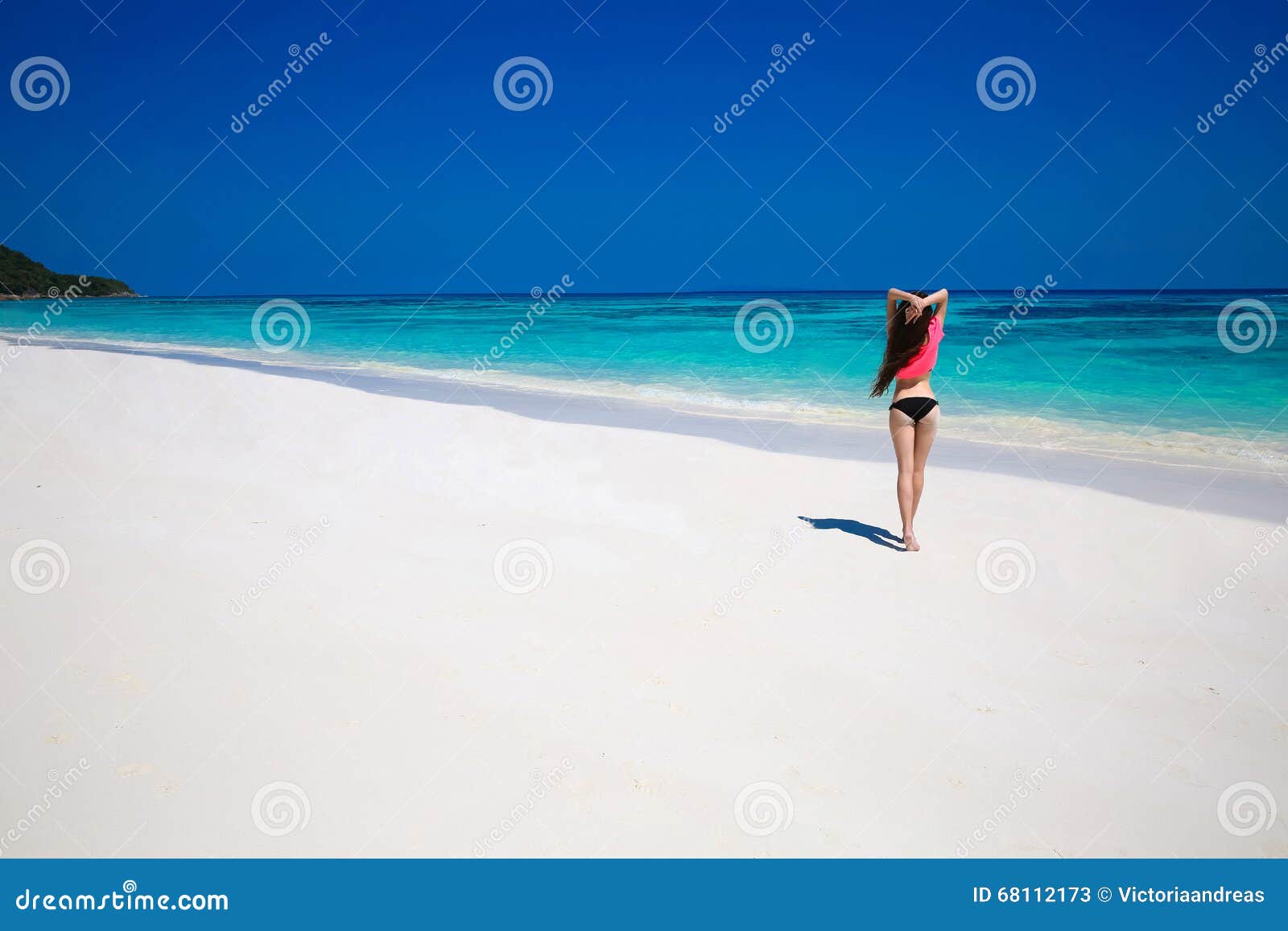 Beautiful Bikini Woman Enjoying Tropical Beach Nature With White Stock Image Image Of Freedom