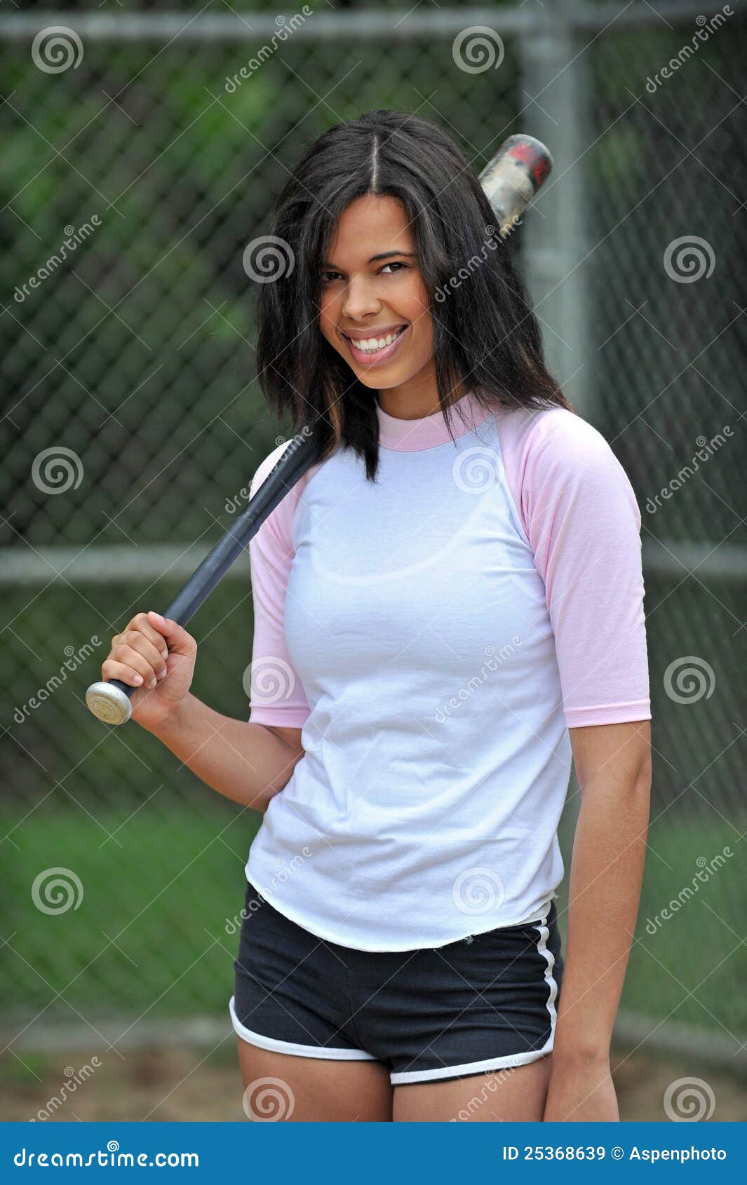 Beautiful Biracial Young Female Softball Player Royalty Free Stock