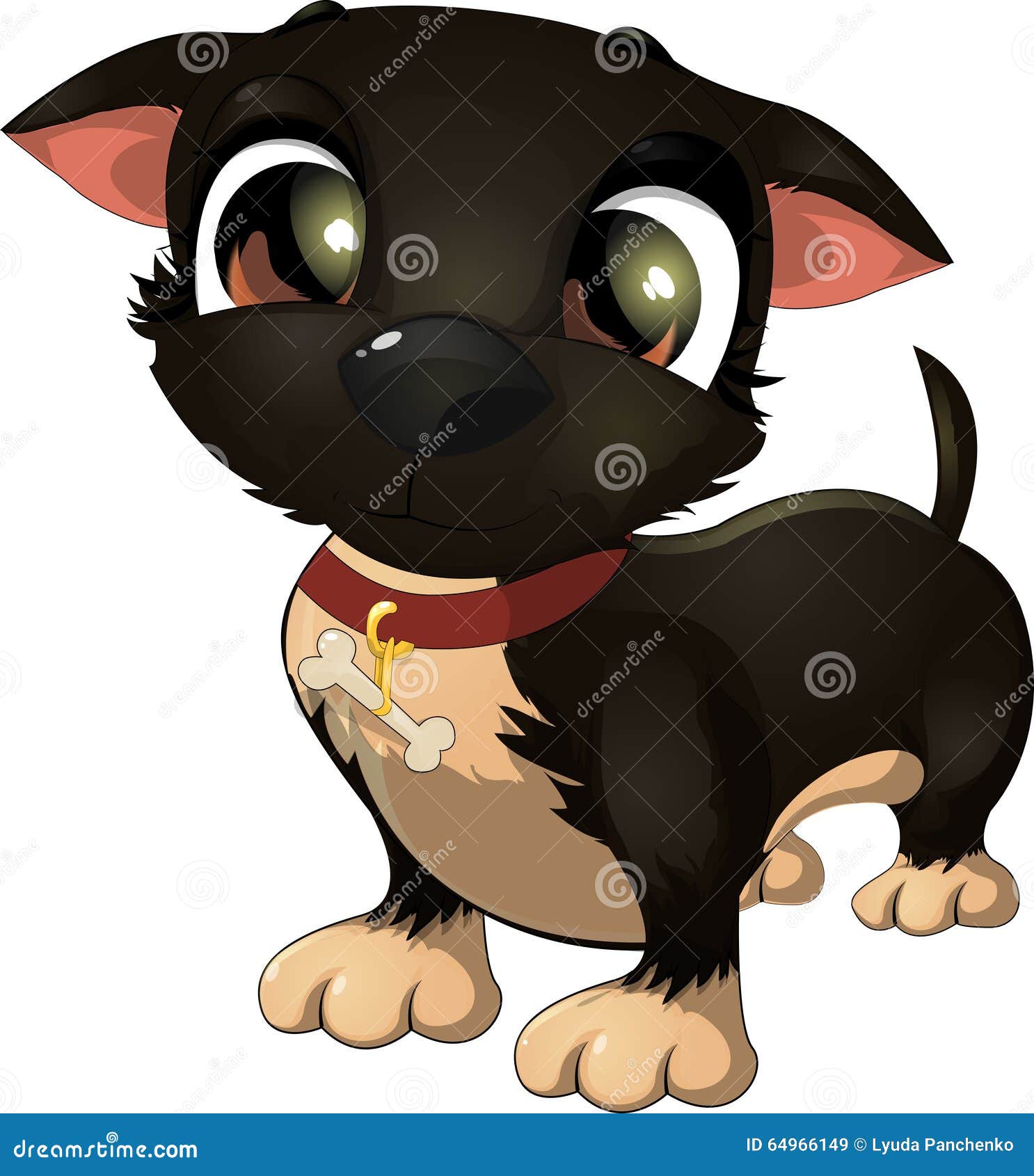 Beautiful Black Dog on a White Background Stock Vector Illustration