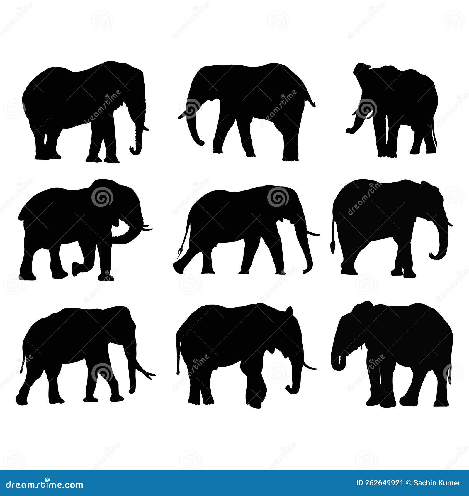 Beautiful Black Elephant Vector Art Stock Vector - Illustration of