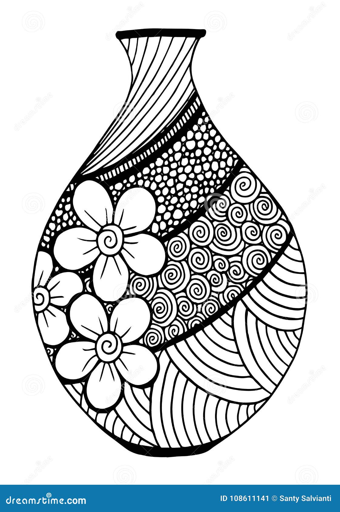 Vase with Flower Drawing Print fine art print by artist Holly Francesca  Berry.