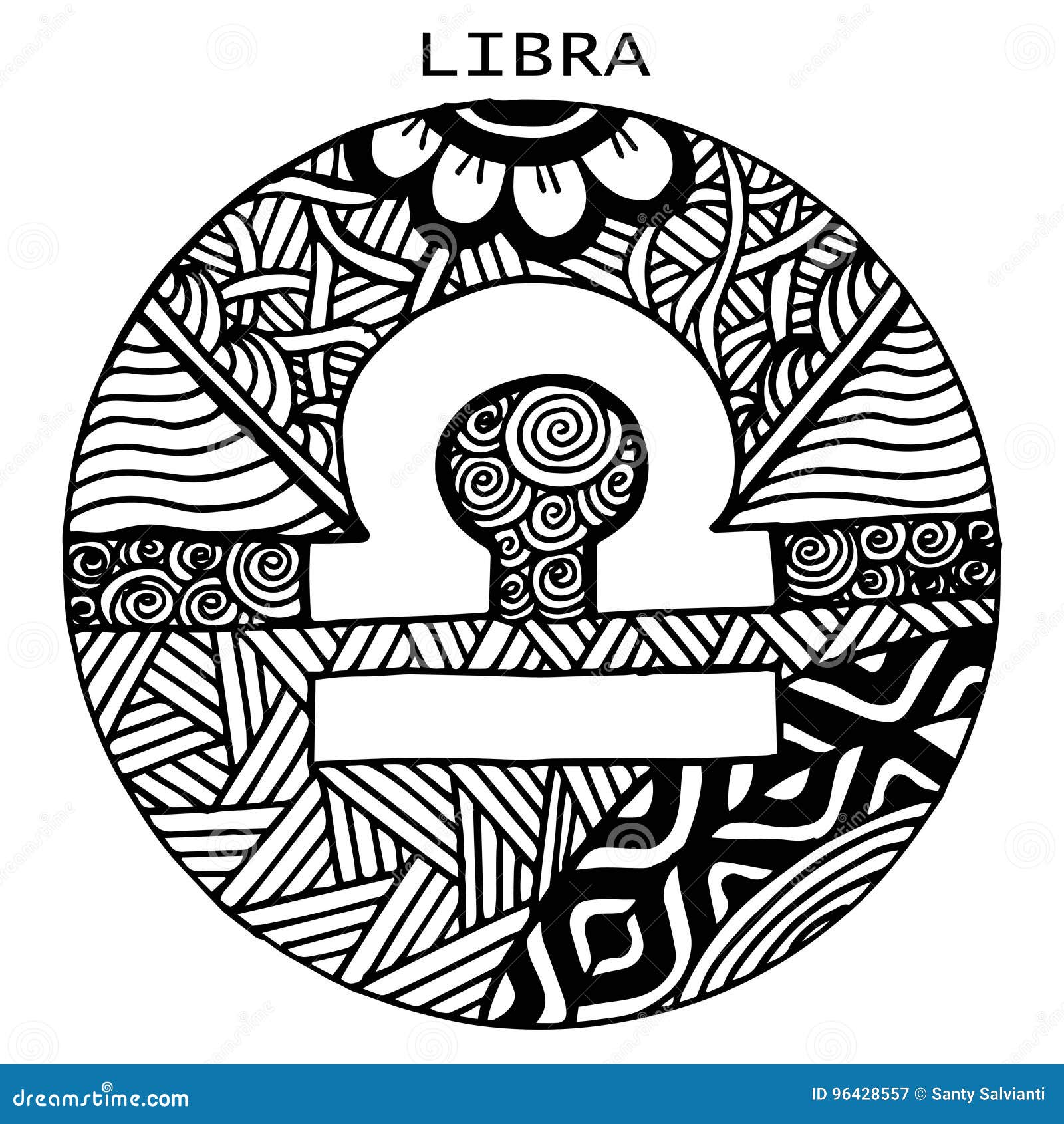 Libra Sign. Hand Drawn Scales Zodiac Sym Graphic by vectortatu