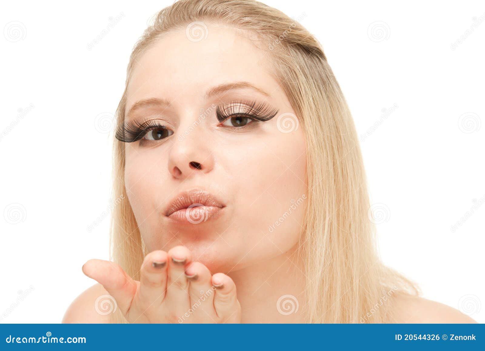 Beautiful Blond Blowing a Kiss Stock Photo Image of blowing, eyelashes 20544326