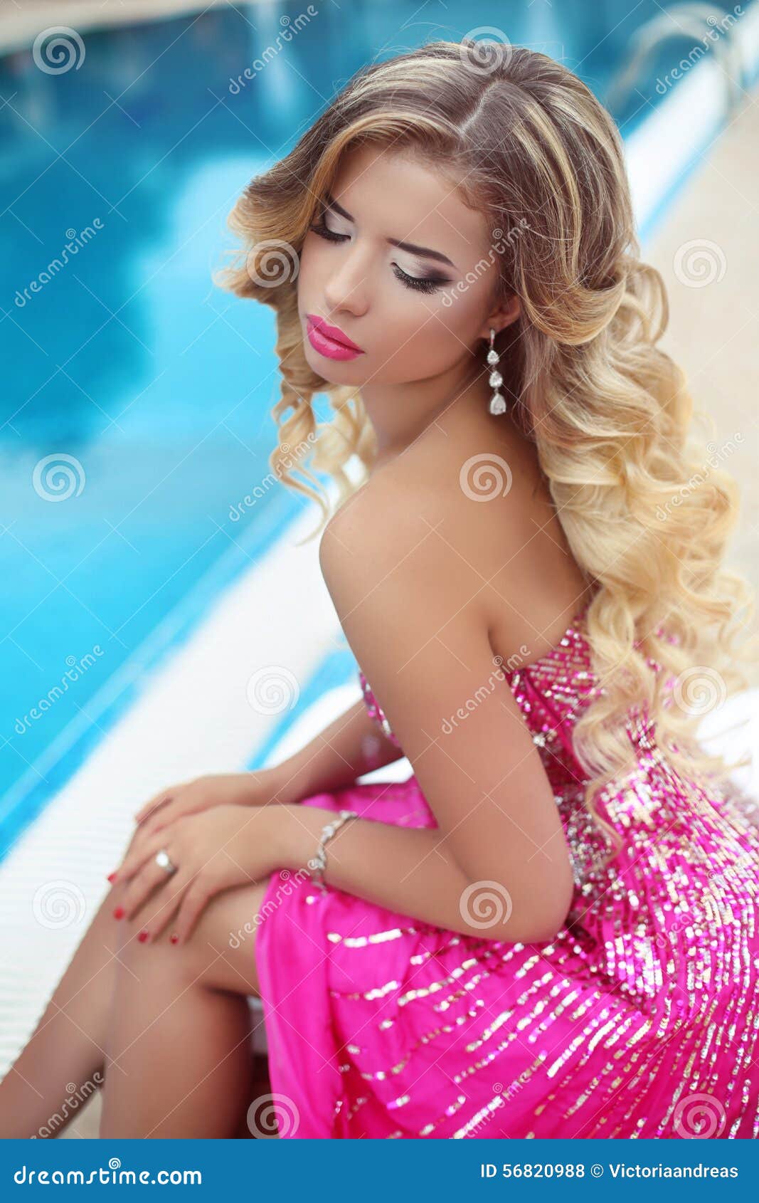 Gorgeous beauty lapdances in pink dress