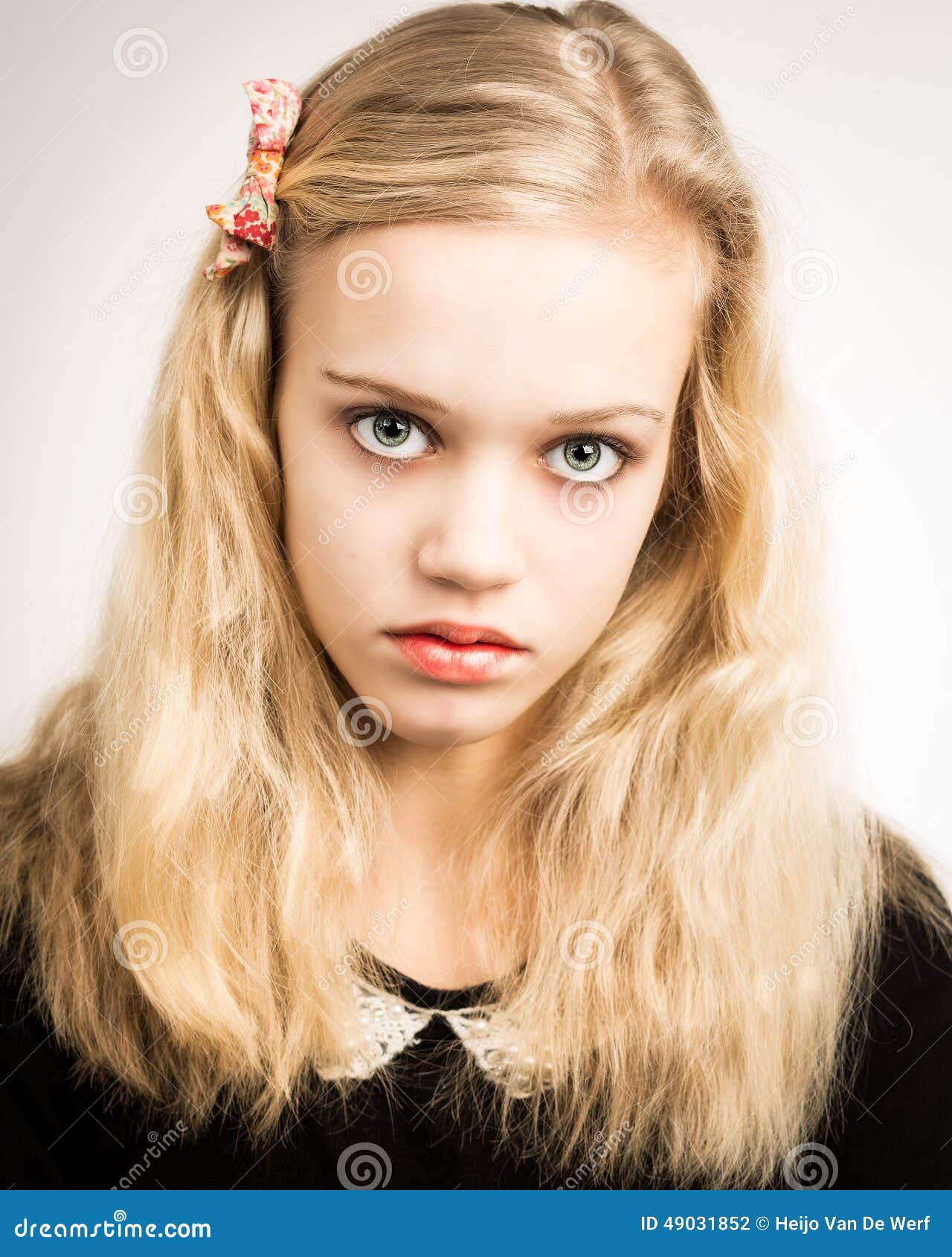 Beautiful Blond Teenage Girl Looking In The Camera Stock