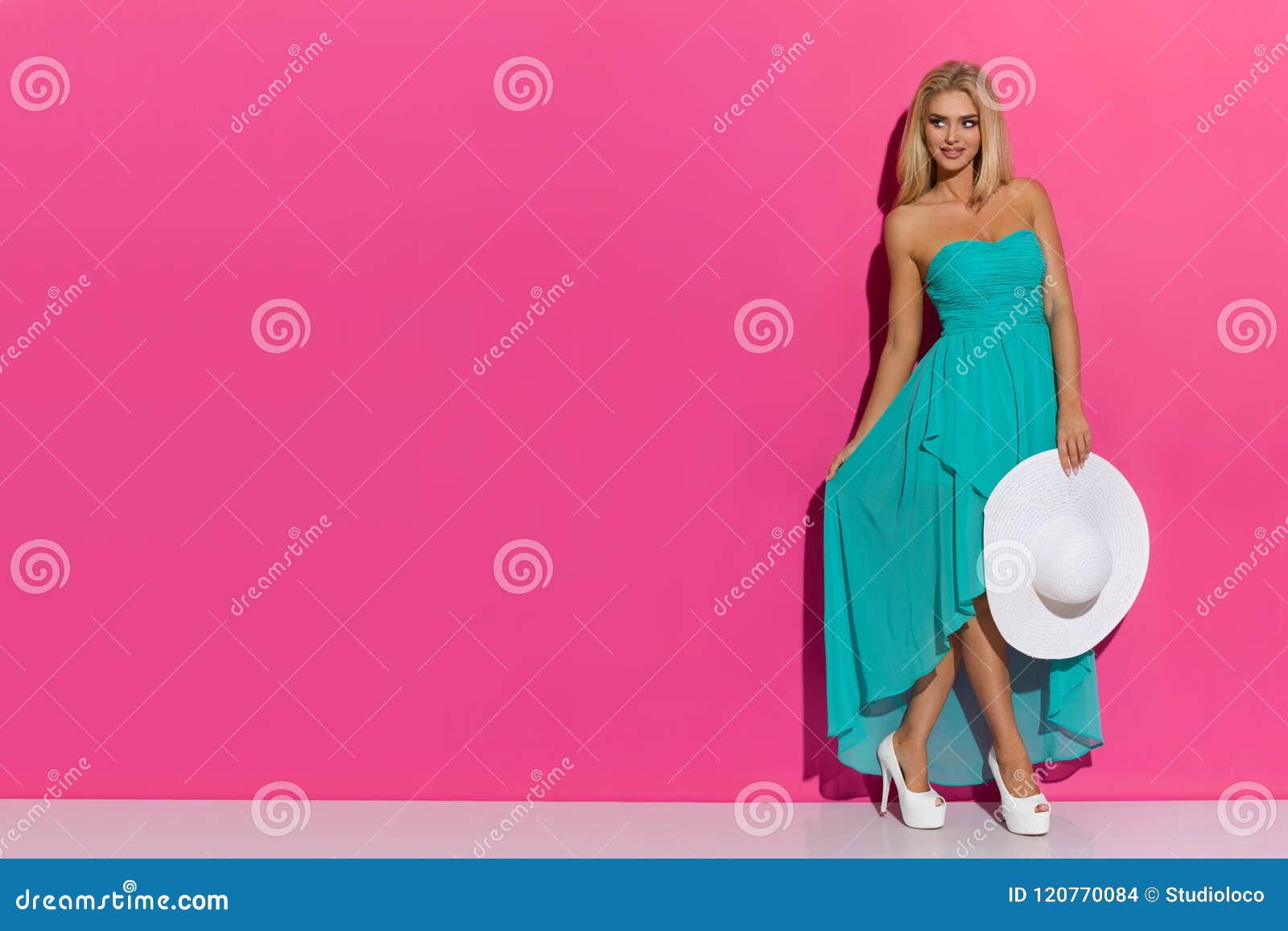 Turquoise Dress and Blonde Hair Outfit - wide 8