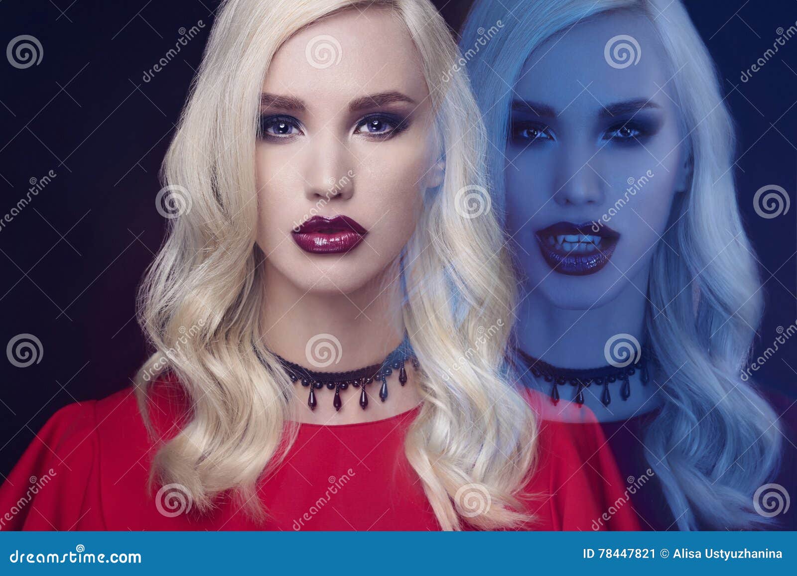 Beautiful Blond Woman Vampire. Halloween Stock Image - Image of mask ...