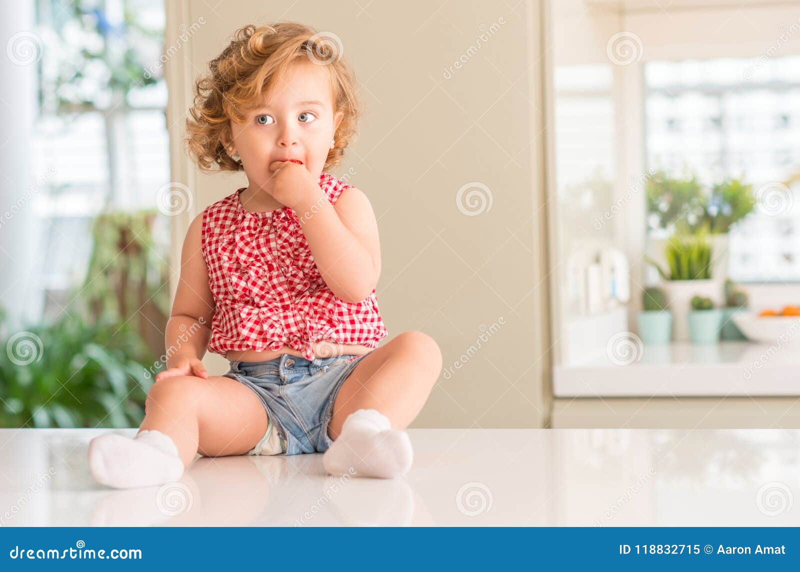 Beautiful Child With Blonde Hair At Home Stock Image Image Of