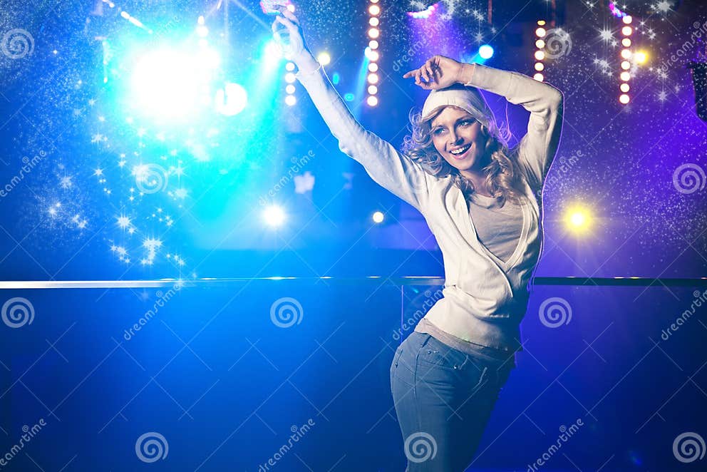 Beautiful blonde dancing stock photo. Image of entertainment 23624356