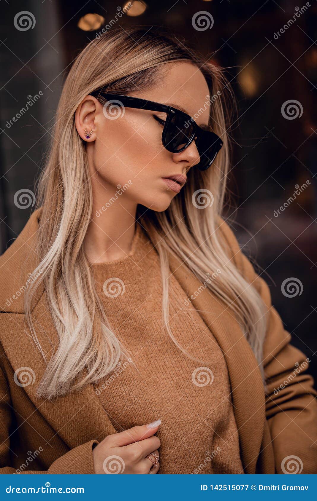 Beautiful Blonde Girl In Retro Sunglassses Outdoor Stock Image Image 