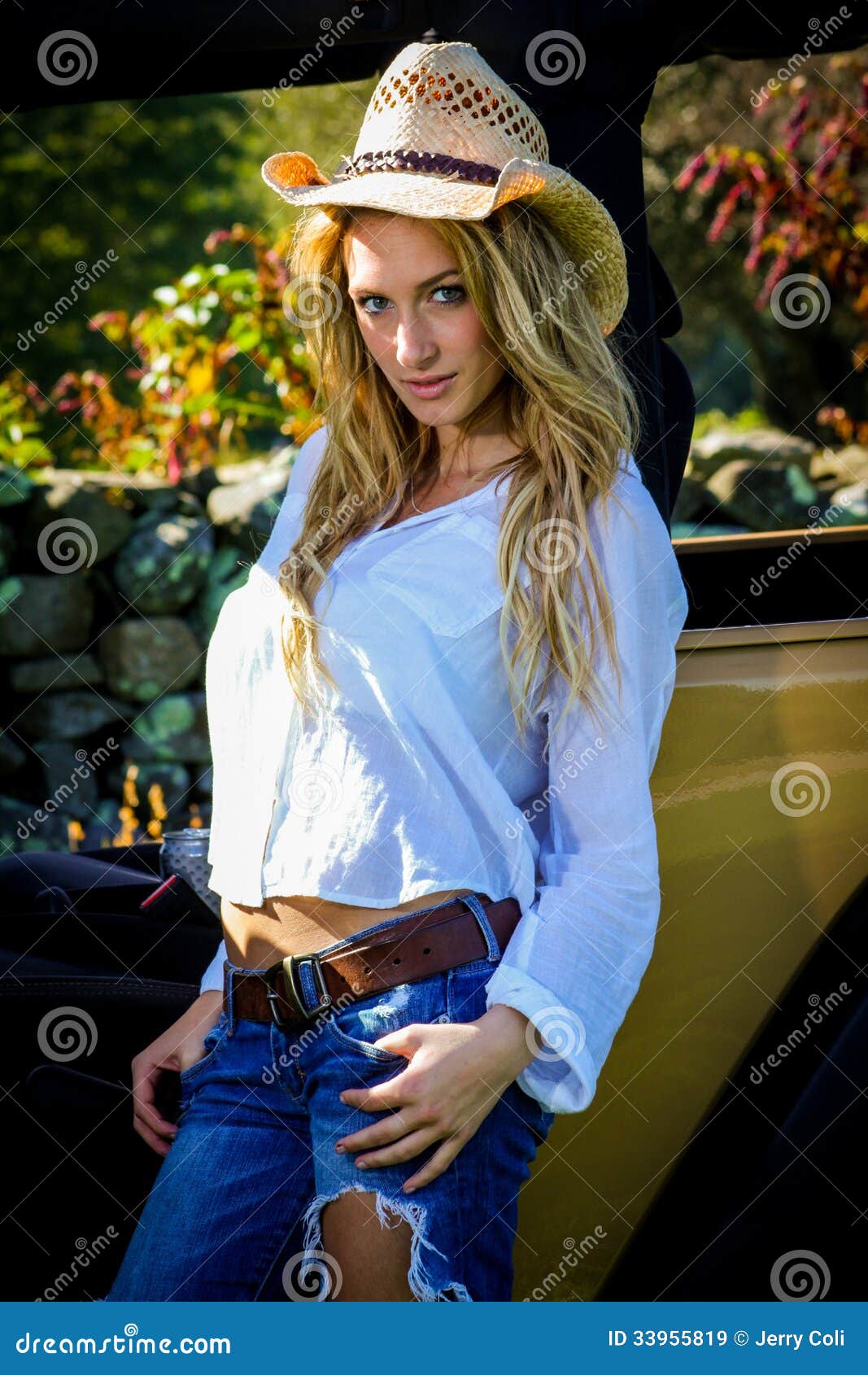 Beautiful Blonde Model In A Straw Cowboy Hat Stock Image Image Of Cowboy Female